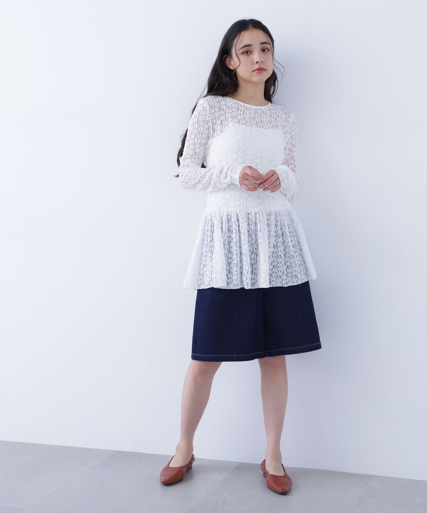  「〈N.〉 レースペプラムトップス」|Tシャツ・カットソー|