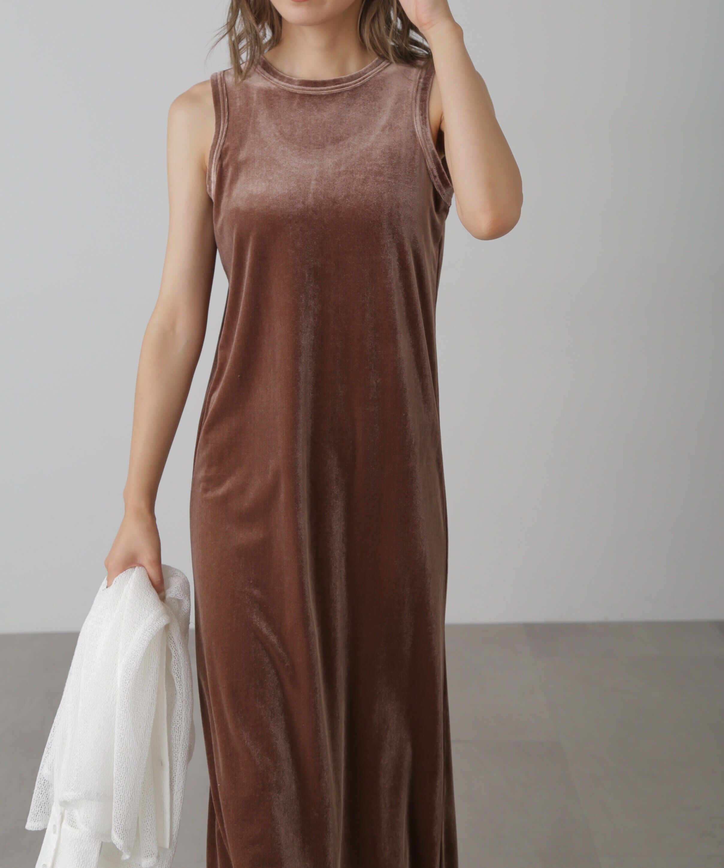  「ベロアアメスリタンクトップワンピース」|ワンピース|ブラウン
