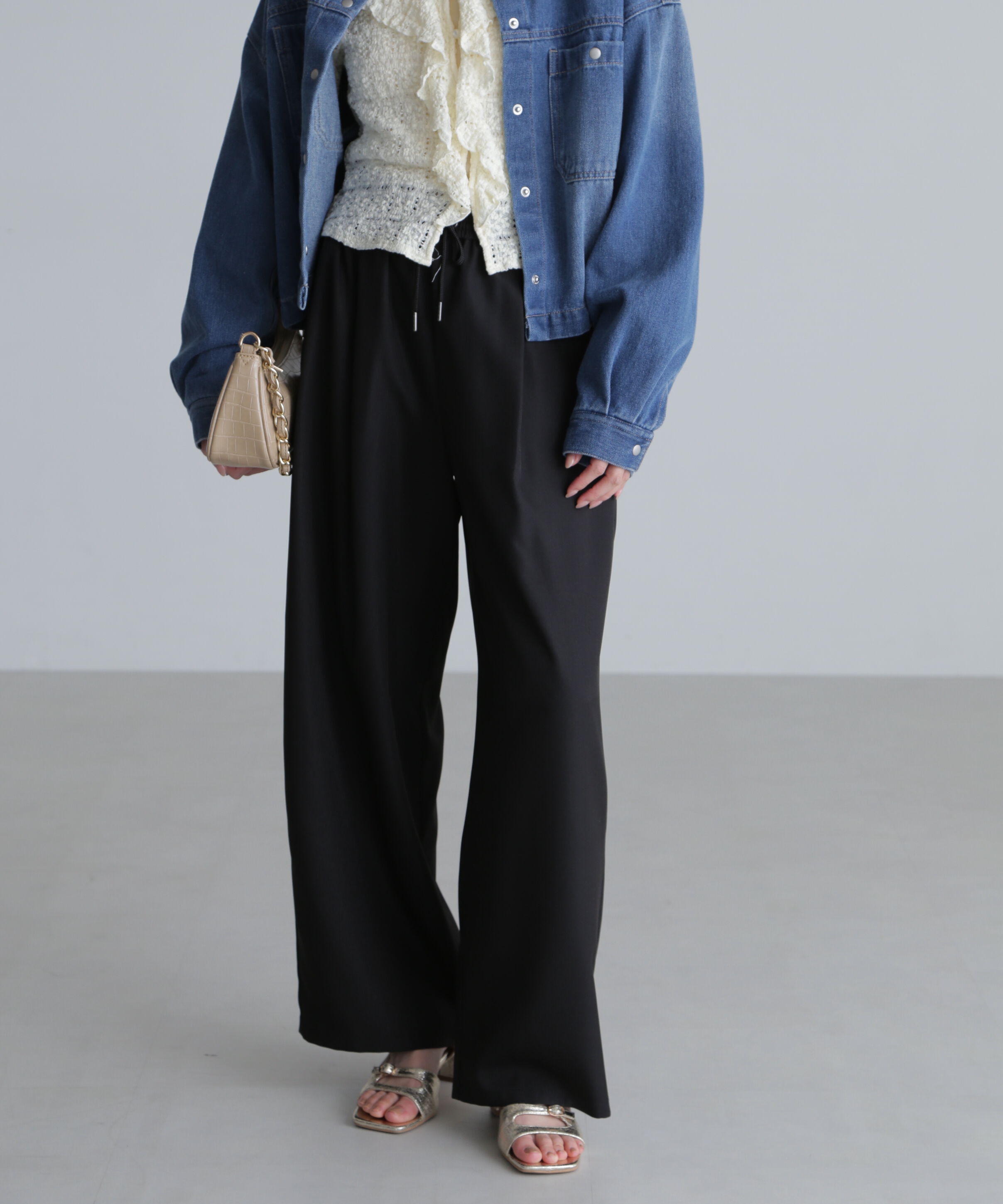  「ワイドストレートイージーパンツ」|その他|ブラック