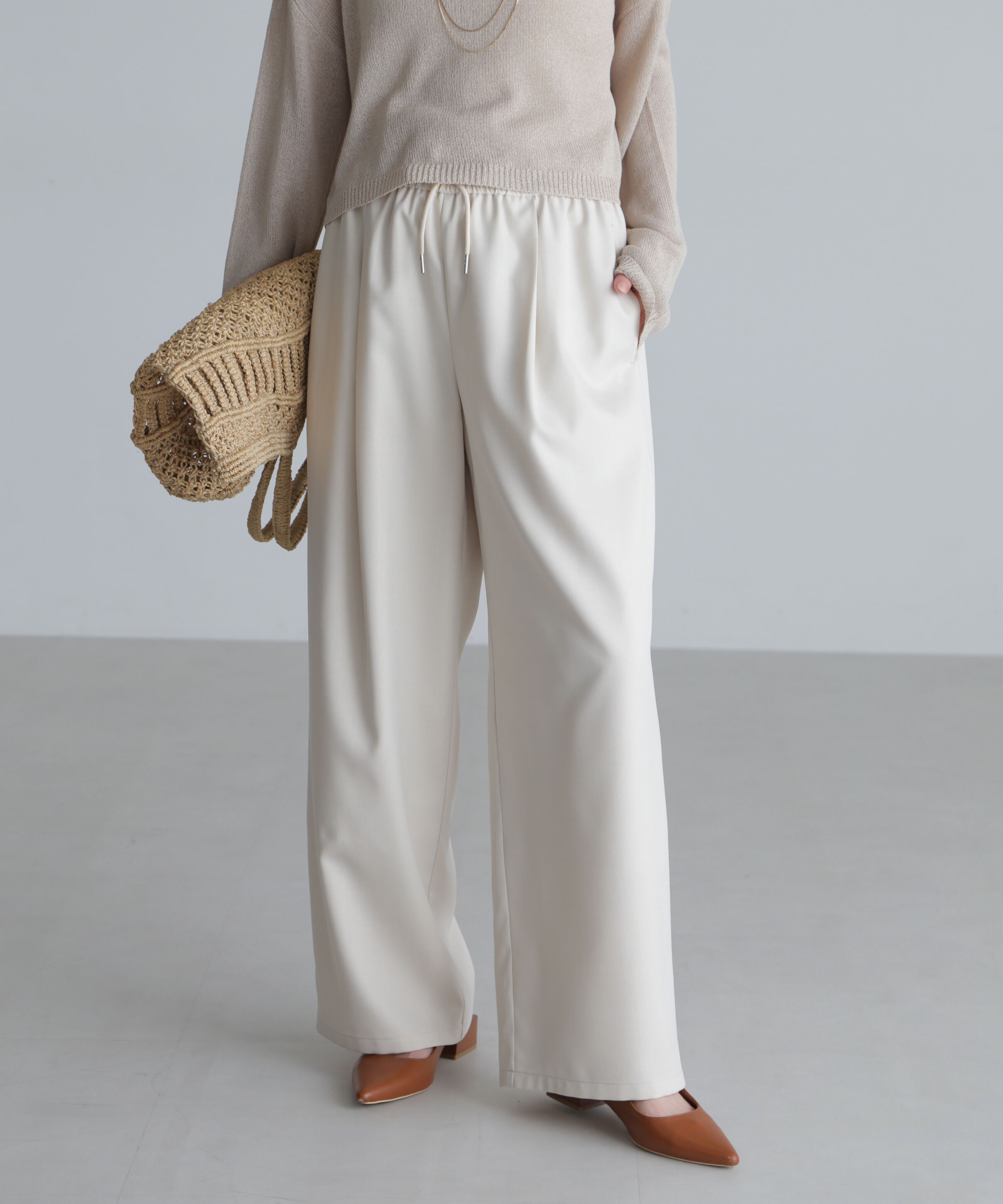  「ワイドストレートイージーパンツ」|その他|オフホワイト