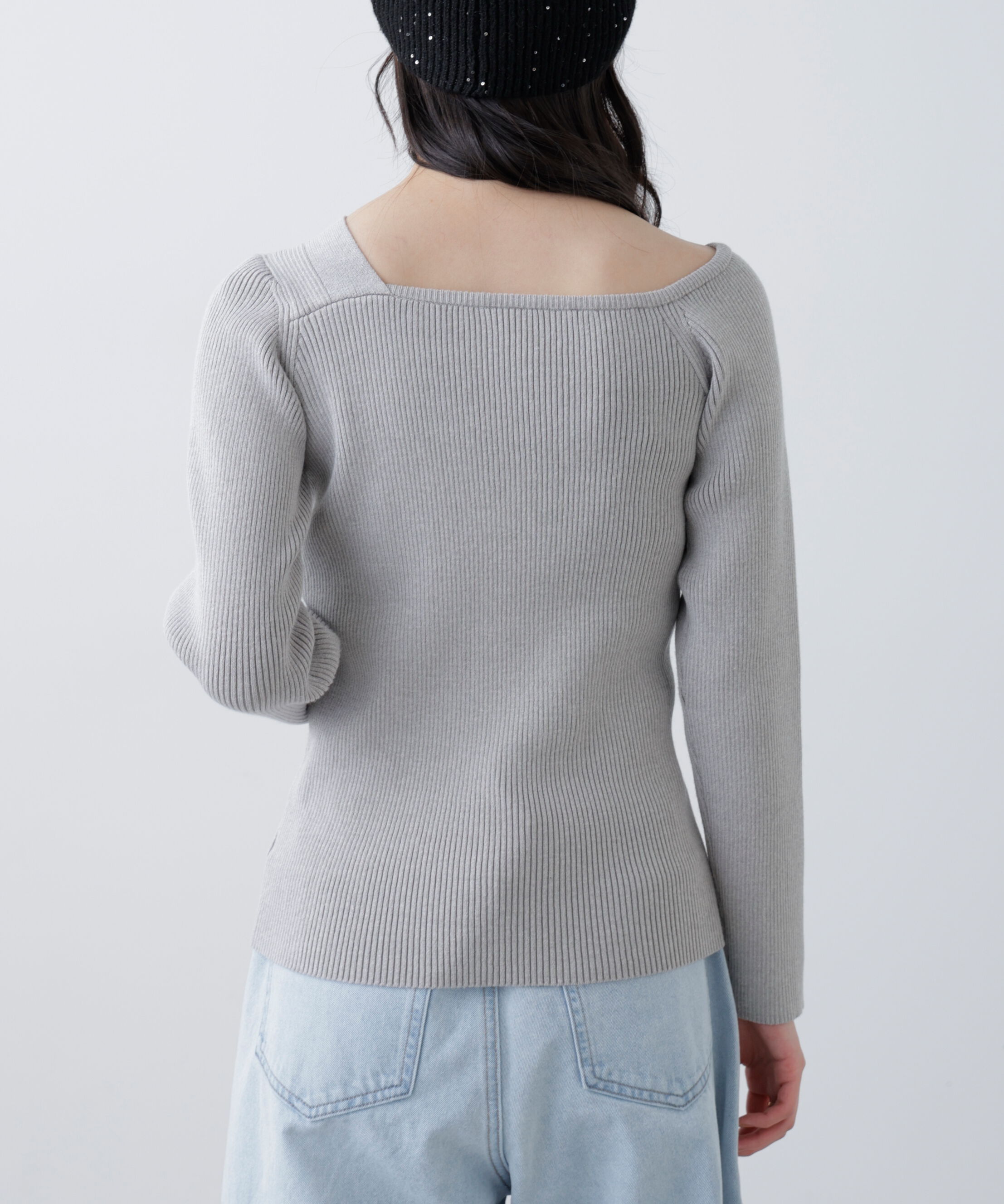  「アシメボタンリブニット」|ニット・セーター|