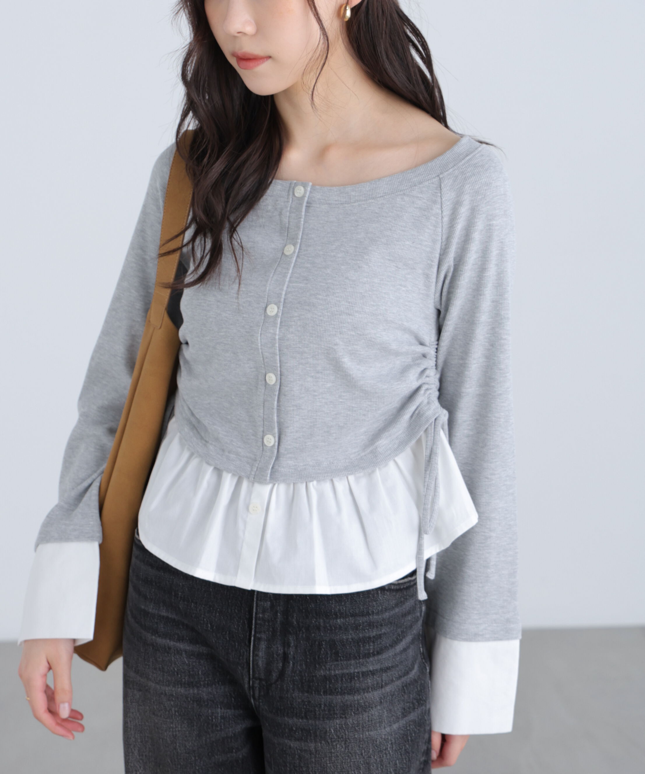  「布帛ドッキングサイドシャーリングカットソー」|Tシャツ・カットソー|