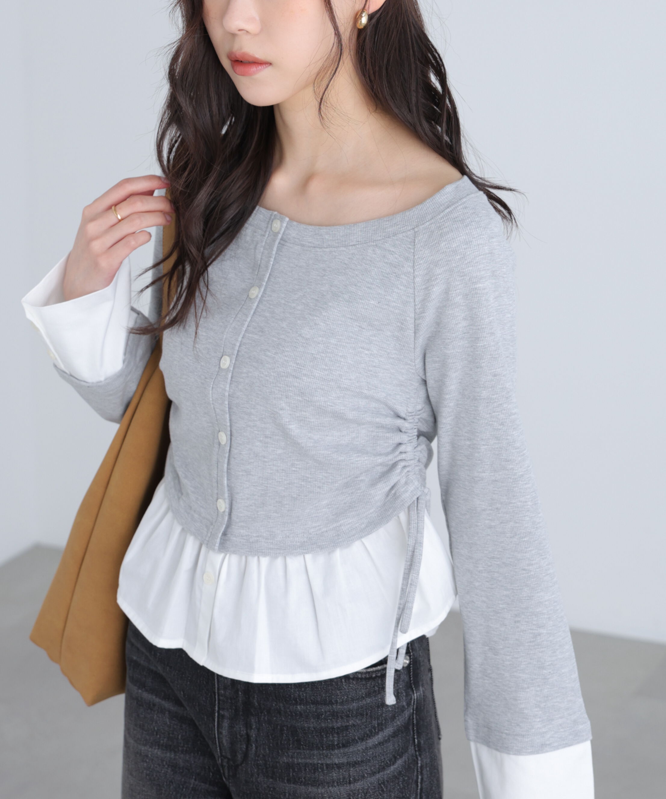  「布帛ドッキングサイドシャーリングカットソー」|Tシャツ・カットソー|