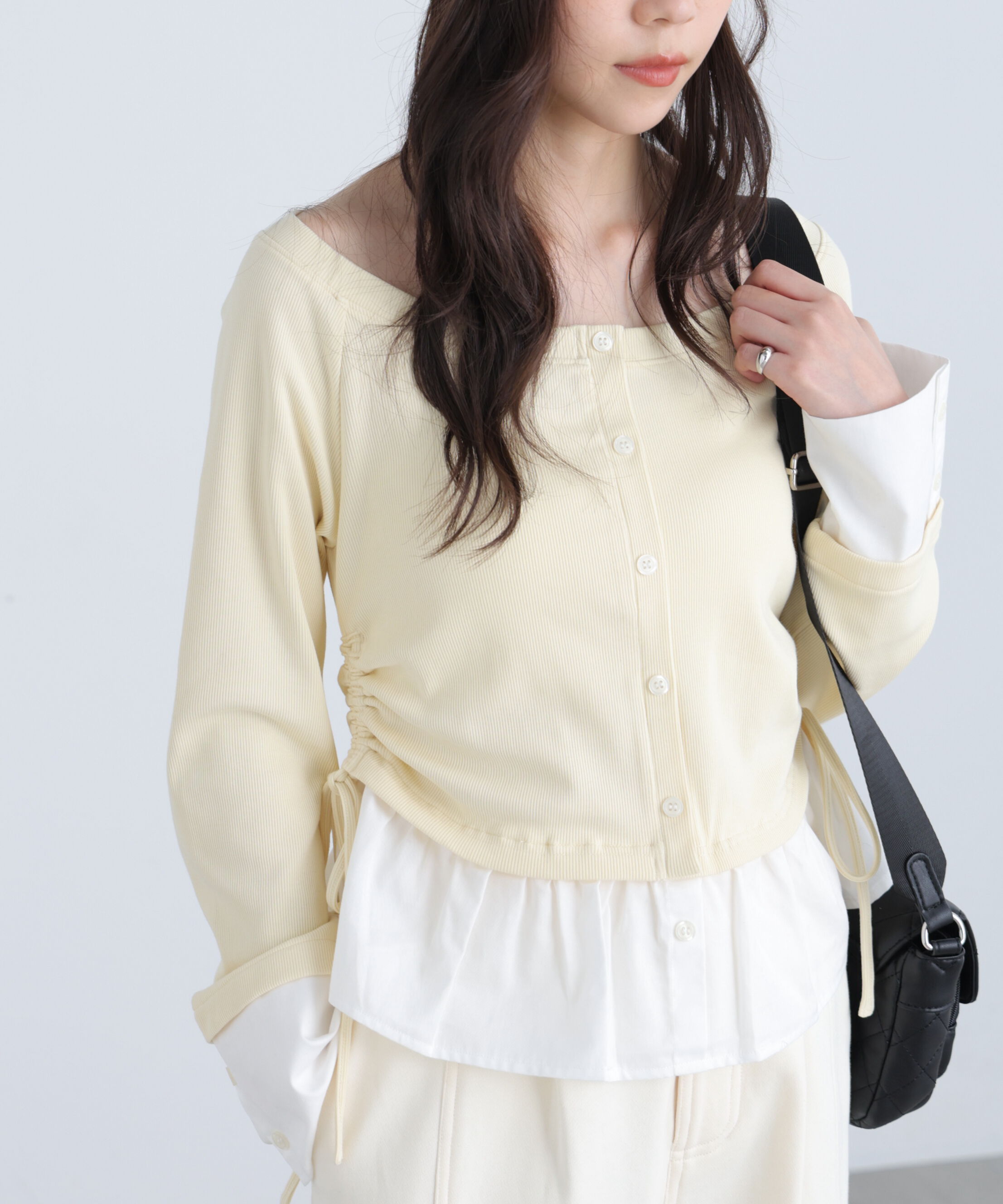  「布帛ドッキングサイドシャーリングカットソー」|Tシャツ・カットソー|オフ