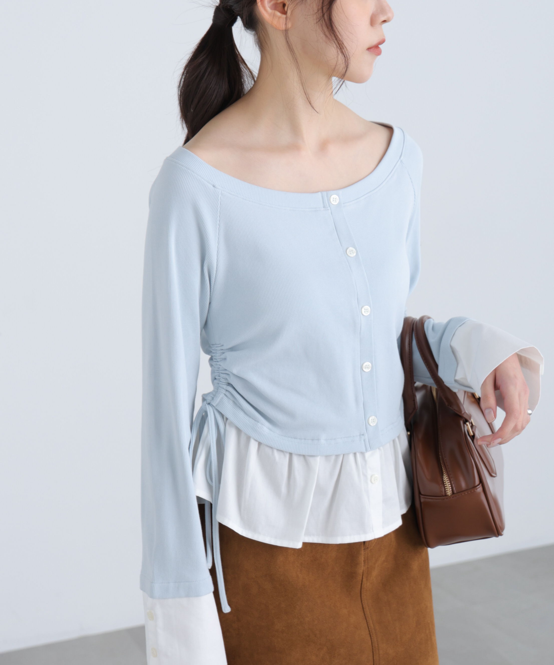  「布帛ドッキングサイドシャーリングカットソー」|Tシャツ・カットソー|