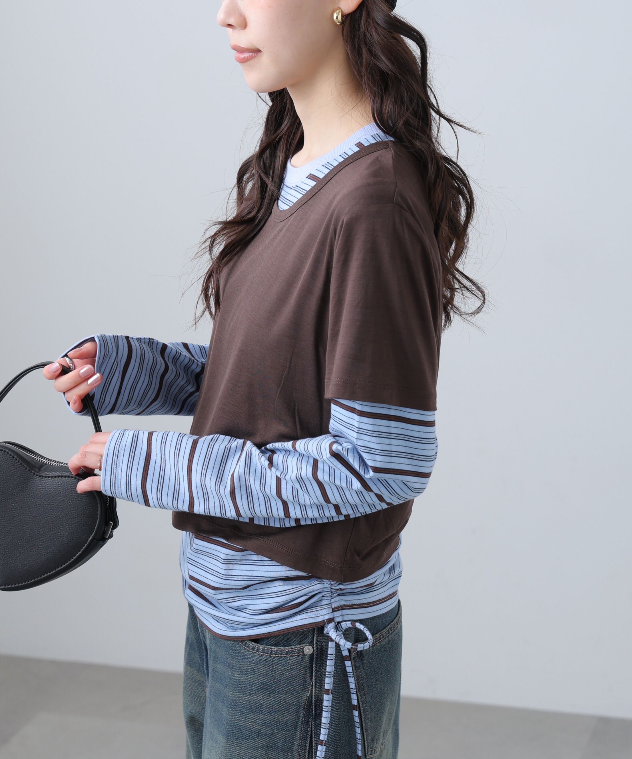  「シアーTシャツレイヤードボーダーロンT」|Tシャツ・カットソー|