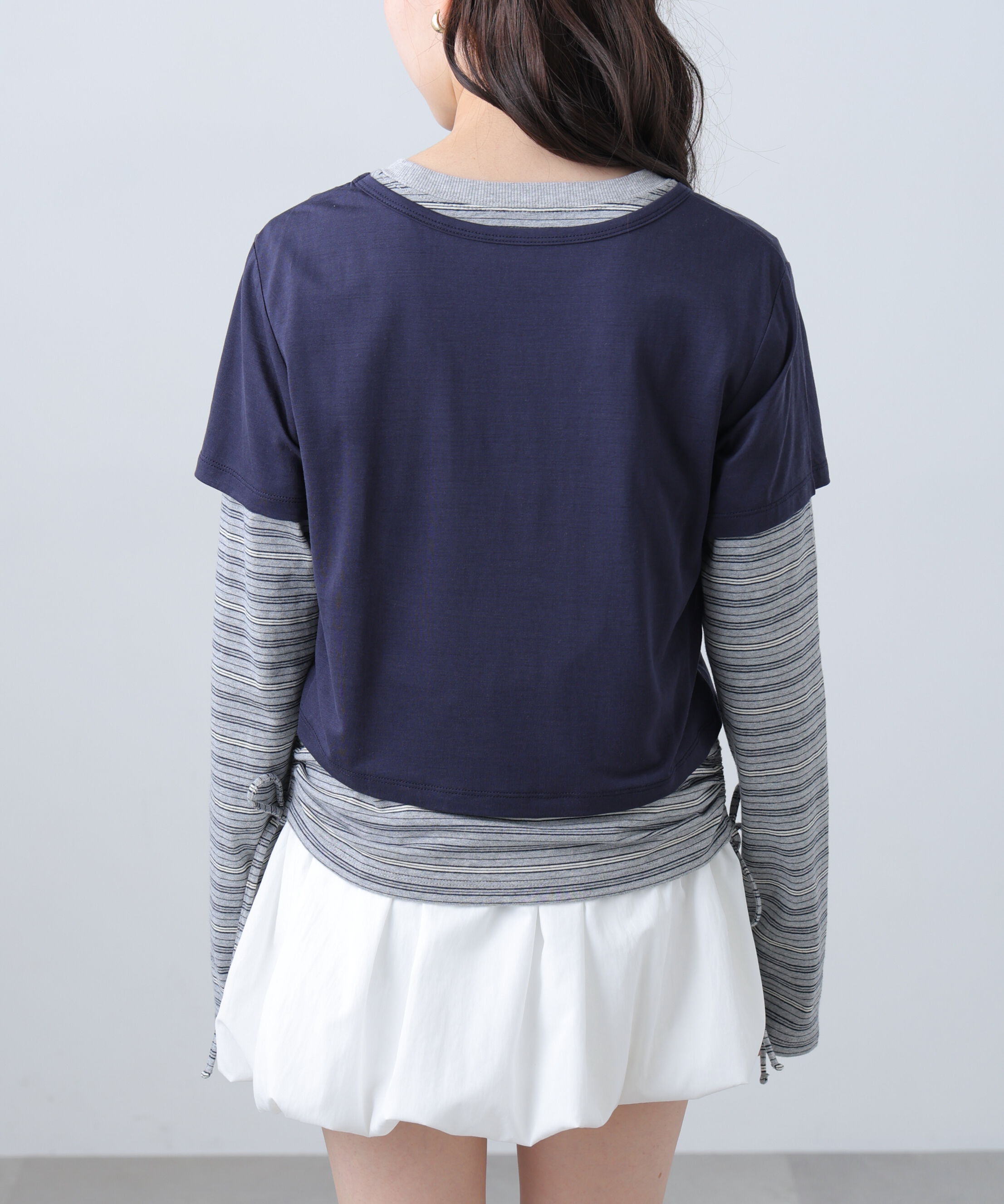  「シアーTシャツレイヤードボーダーロンT」|Tシャツ・カットソー|