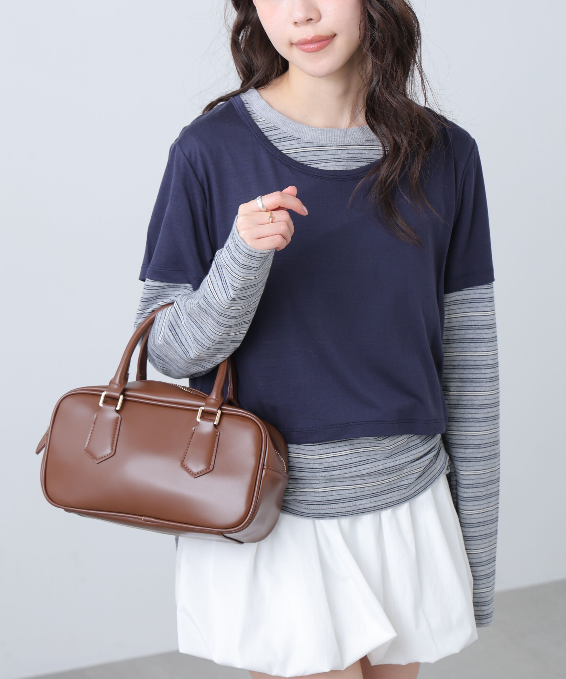  「シアーTシャツレイヤードボーダーロンT」|Tシャツ・カットソー|