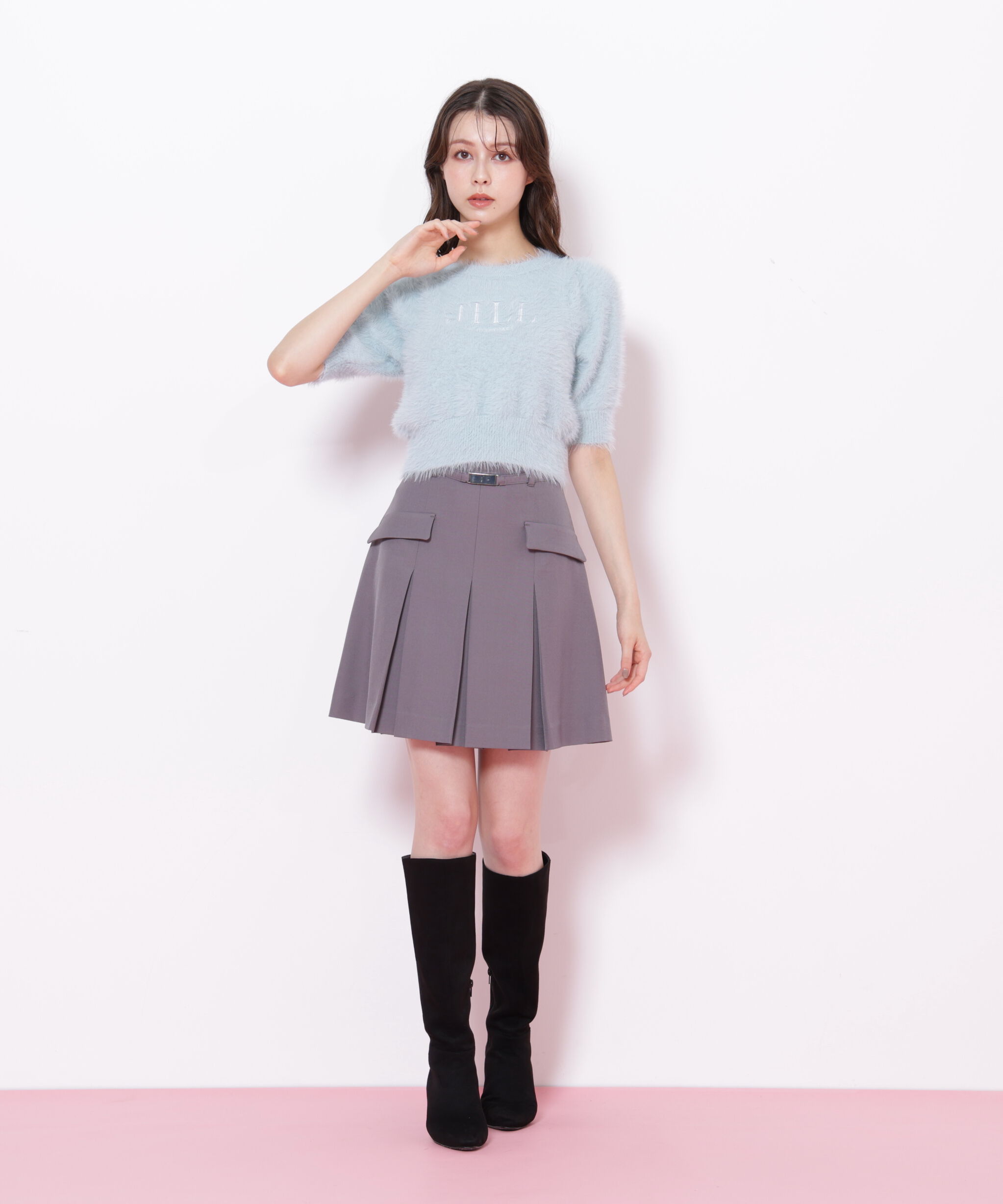  「ロゴ刺繍シャギーニット」|ニット・セーター|