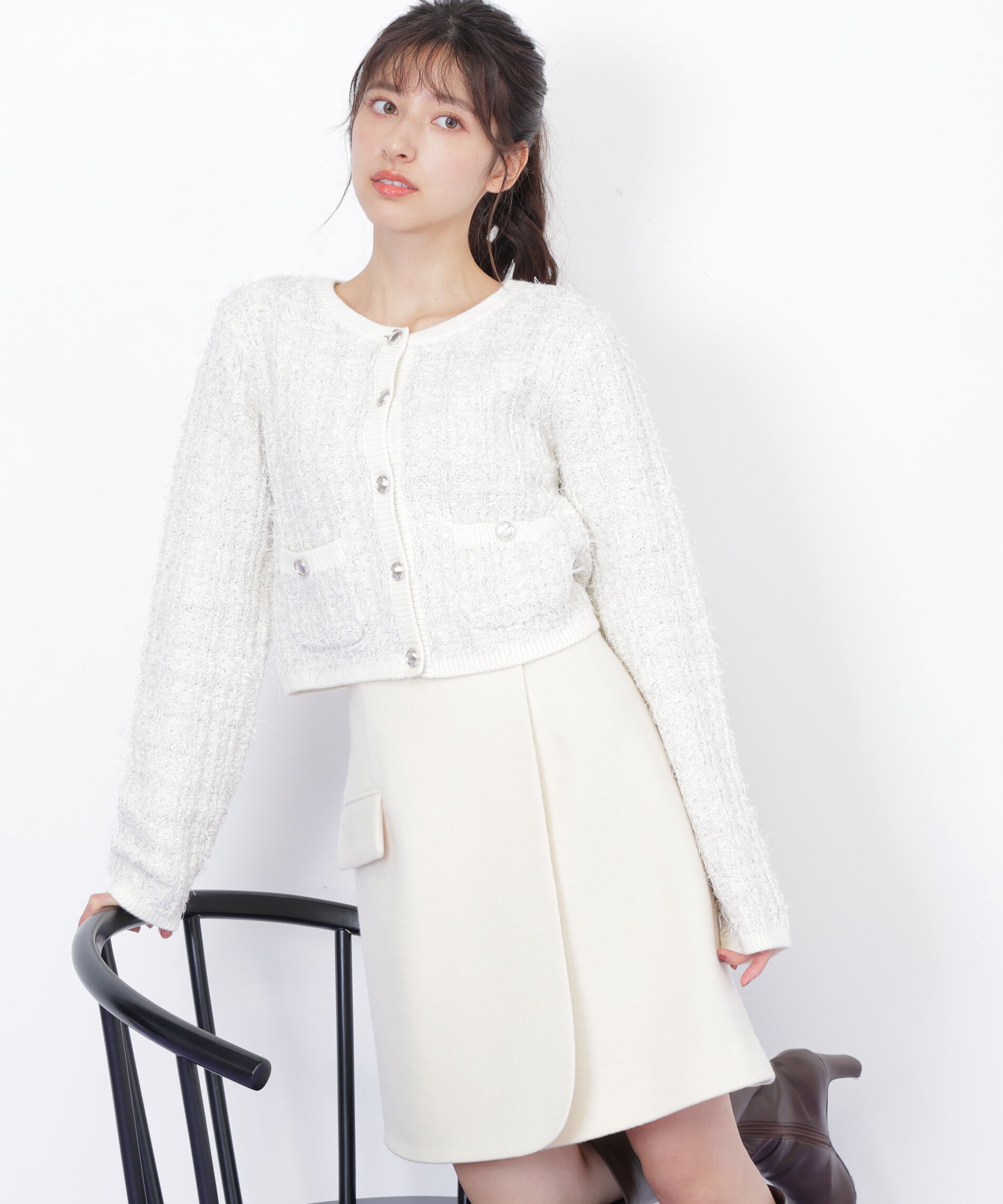  「ラメツイードニットカーディガン」|ニット・セーター|