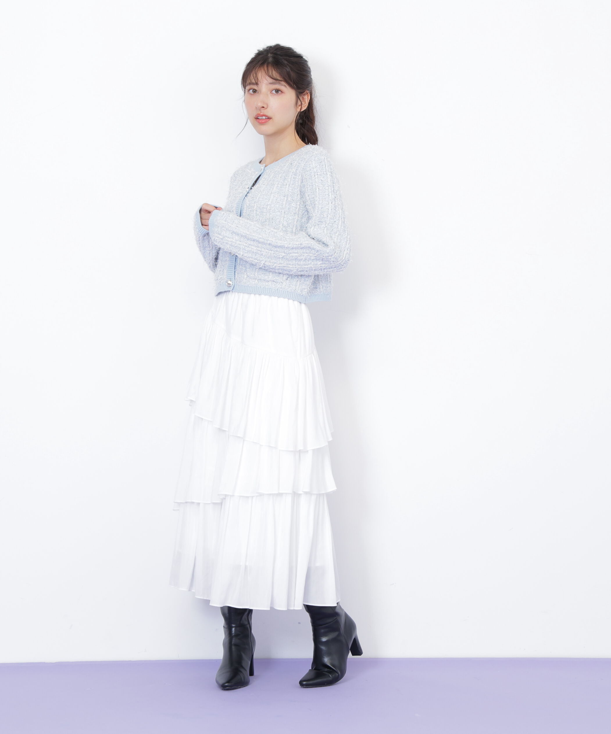  「ラメツイードニットカーディガン」|ニット・セーター|