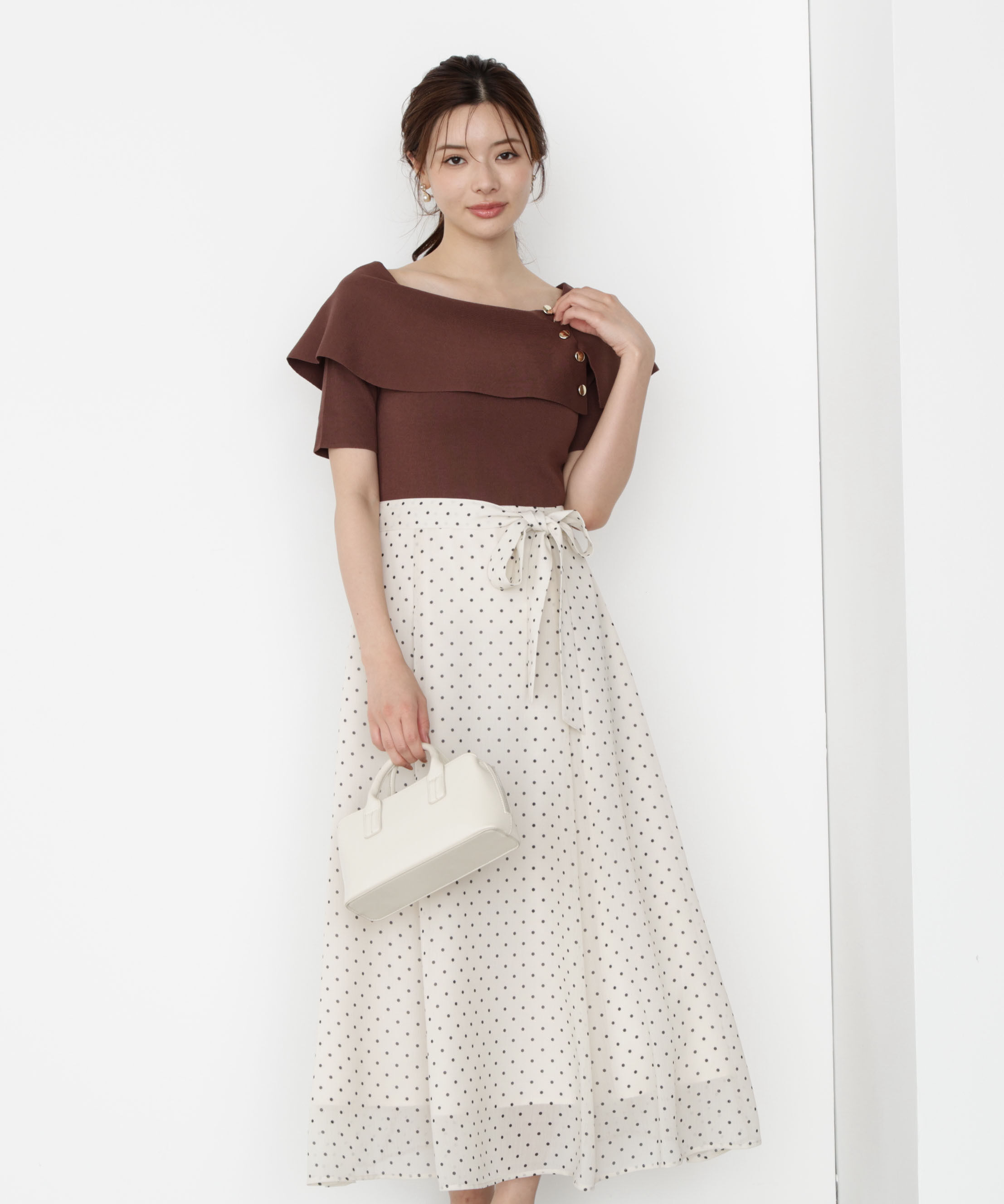 PROPORTION BODY DRESSING「ケープ風ニットドッキングワンピース 25AW」|ワンピース|