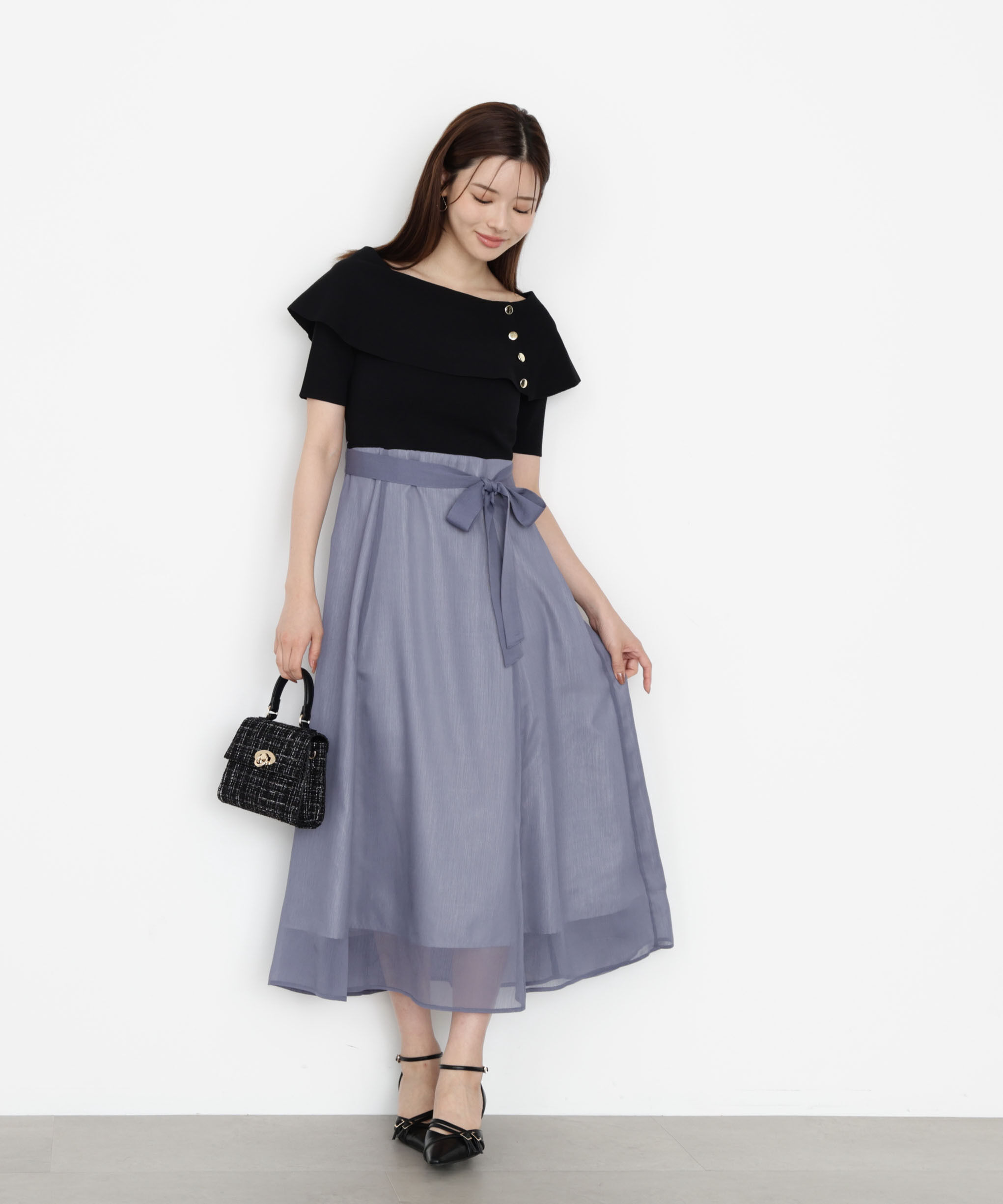 PROPORTION BODY DRESSING「ケープ風ニットドッキングワンピース 25AW」|ワンピース|