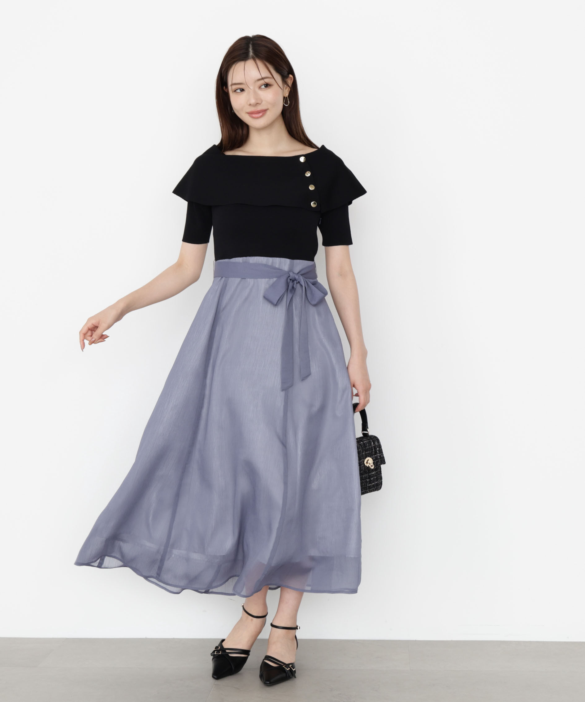 PROPORTION BODY DRESSING「ケープ風ニットドッキングワンピース 25AW」|ワンピース|