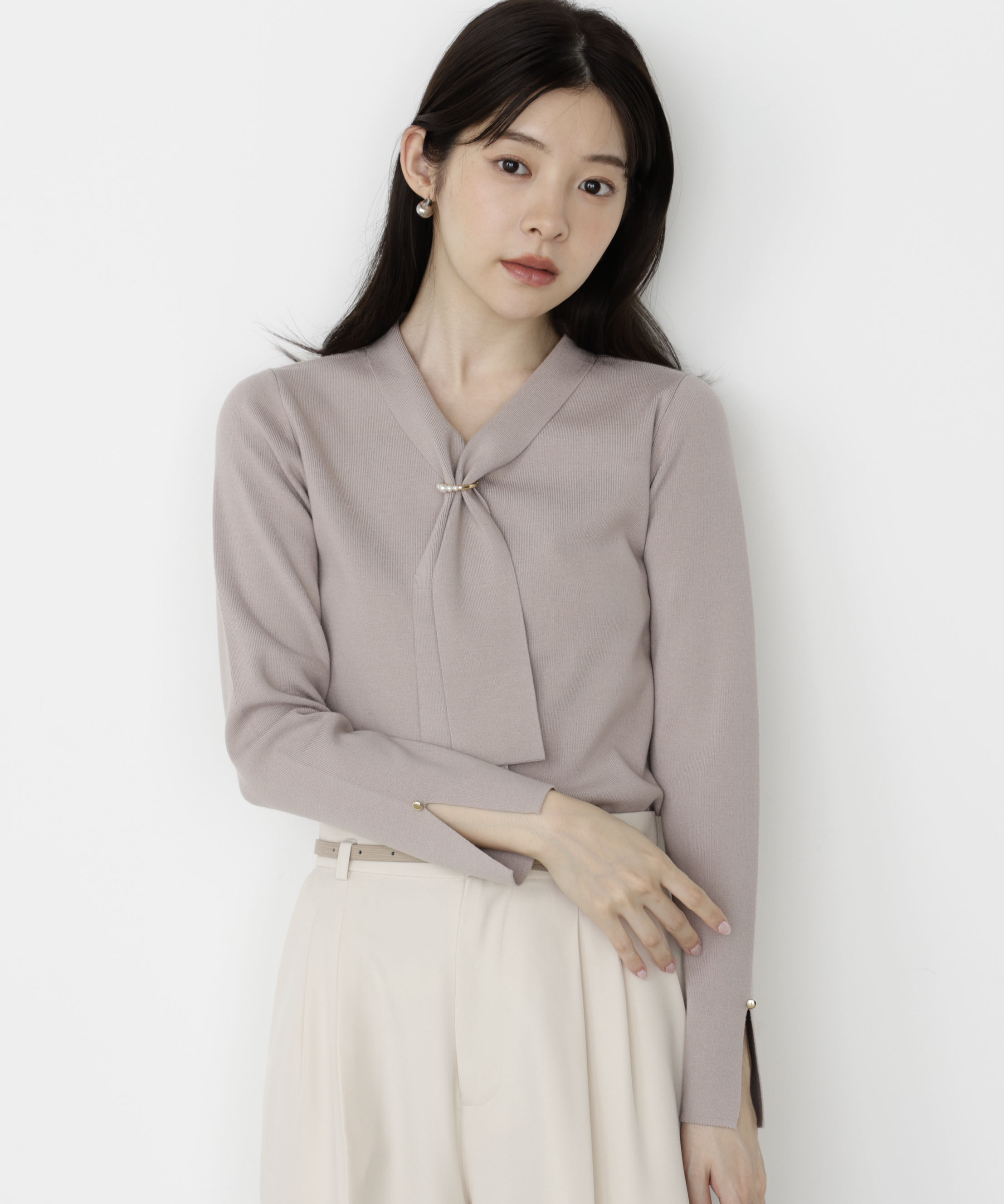 PROPORTION BODY DRESSING「パールリングボウタイニット 25AW」|ニット・セーター|