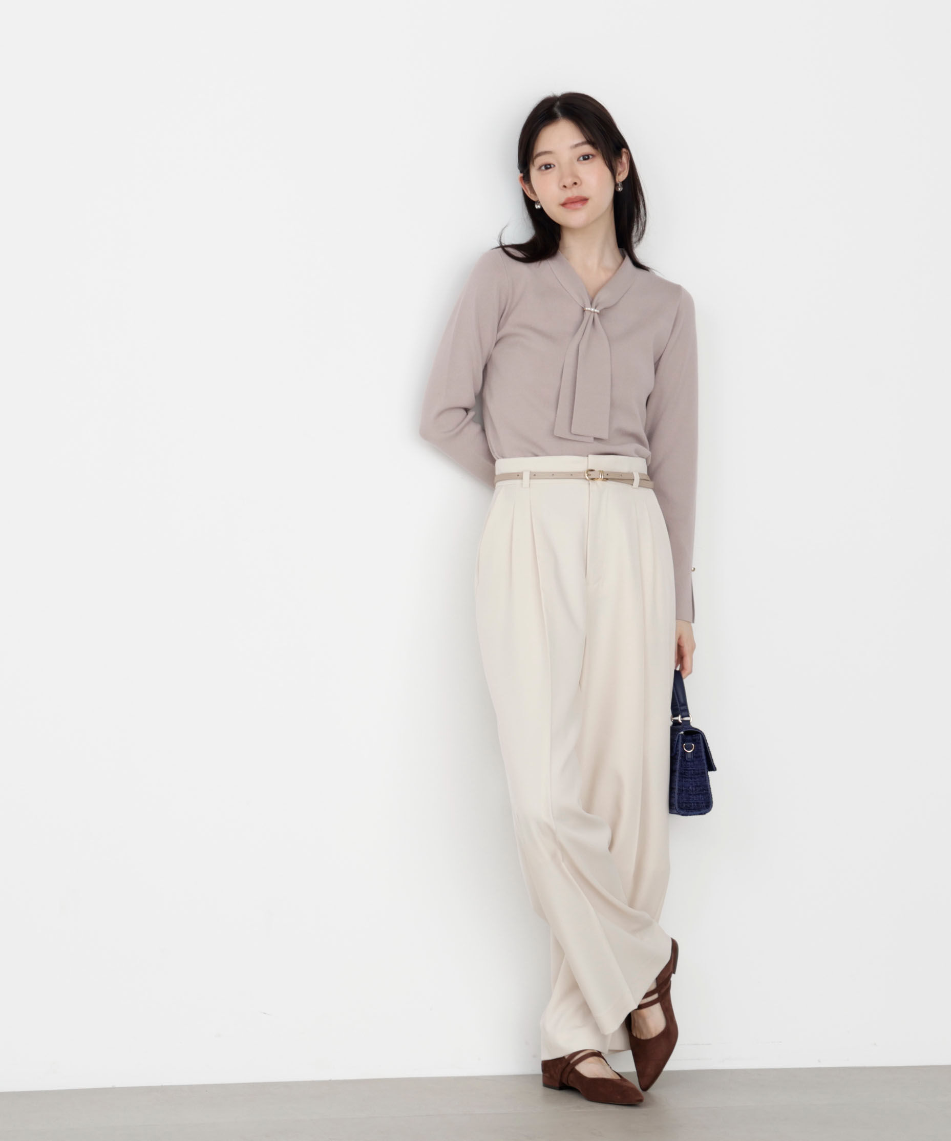 PROPORTION BODY DRESSING「パールリングボウタイニット 25AW」|ニット・セーター|