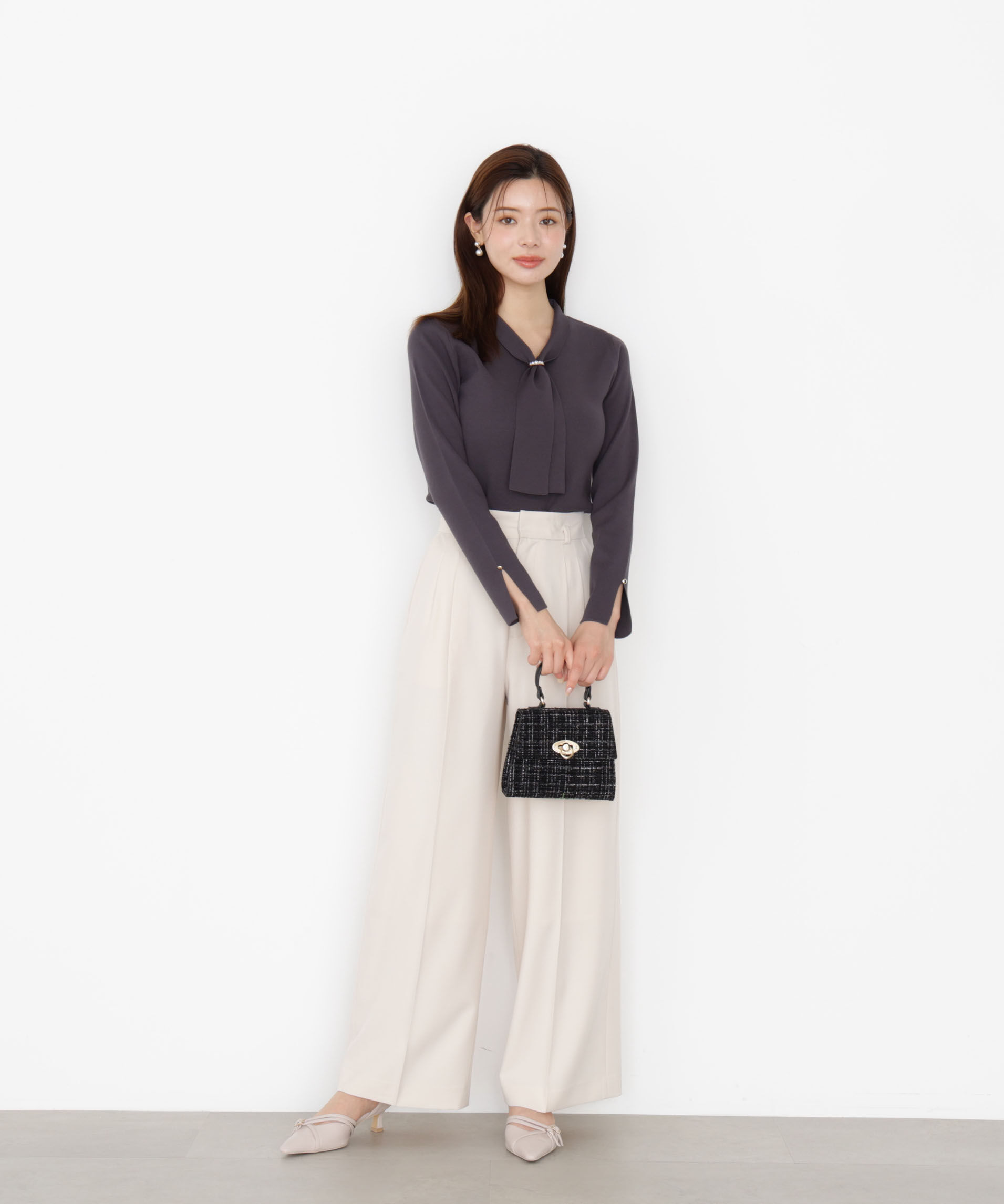 PROPORTION BODY DRESSING「パールリングボウタイニット 25AW」|ニット・セーター|