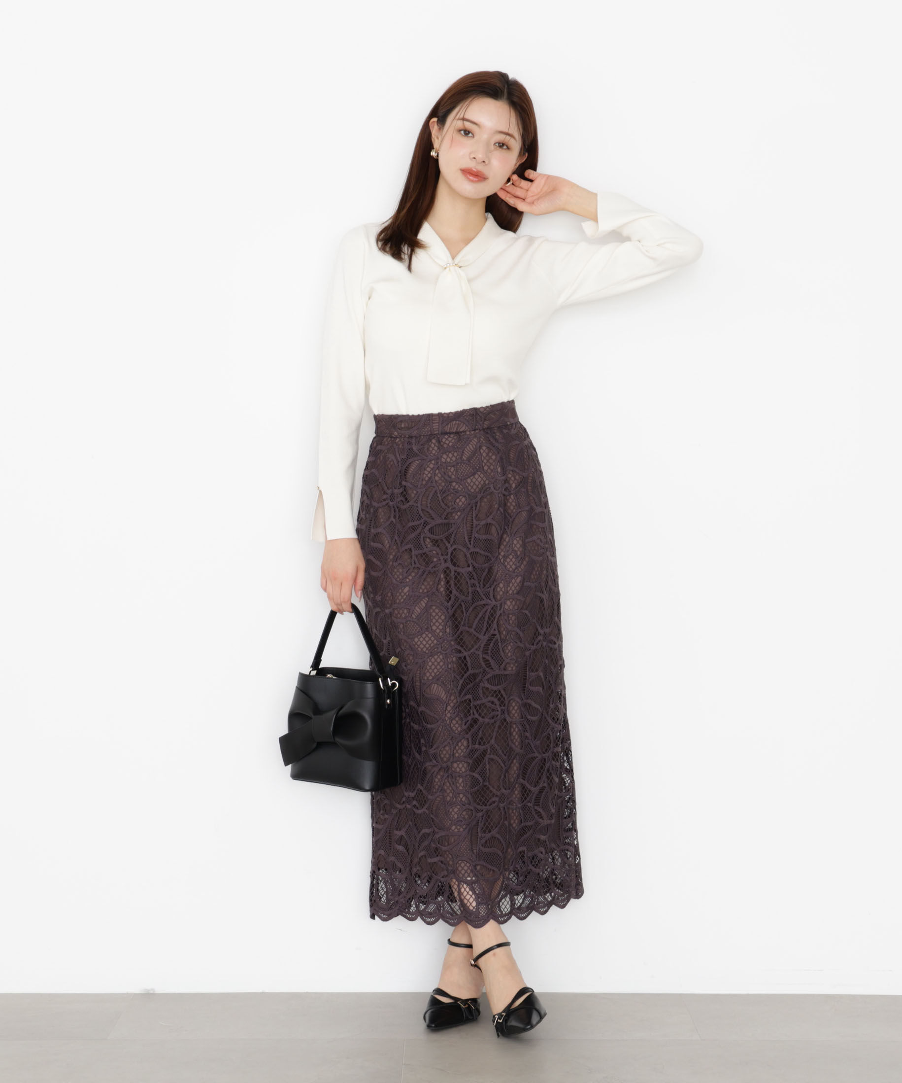 PROPORTION BODY DRESSING「パールリングボウタイニット 25AW」|ニット・セーター|