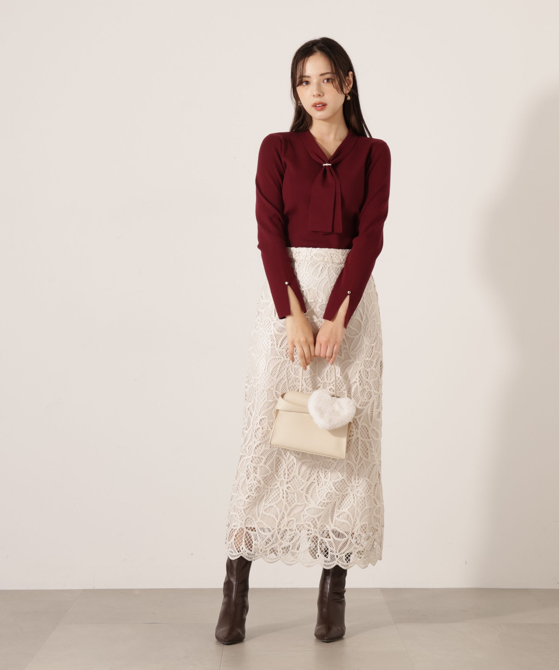 PROPORTION BODY DRESSING「パールリングボウタイニット 25AW」|ニット・セーター|