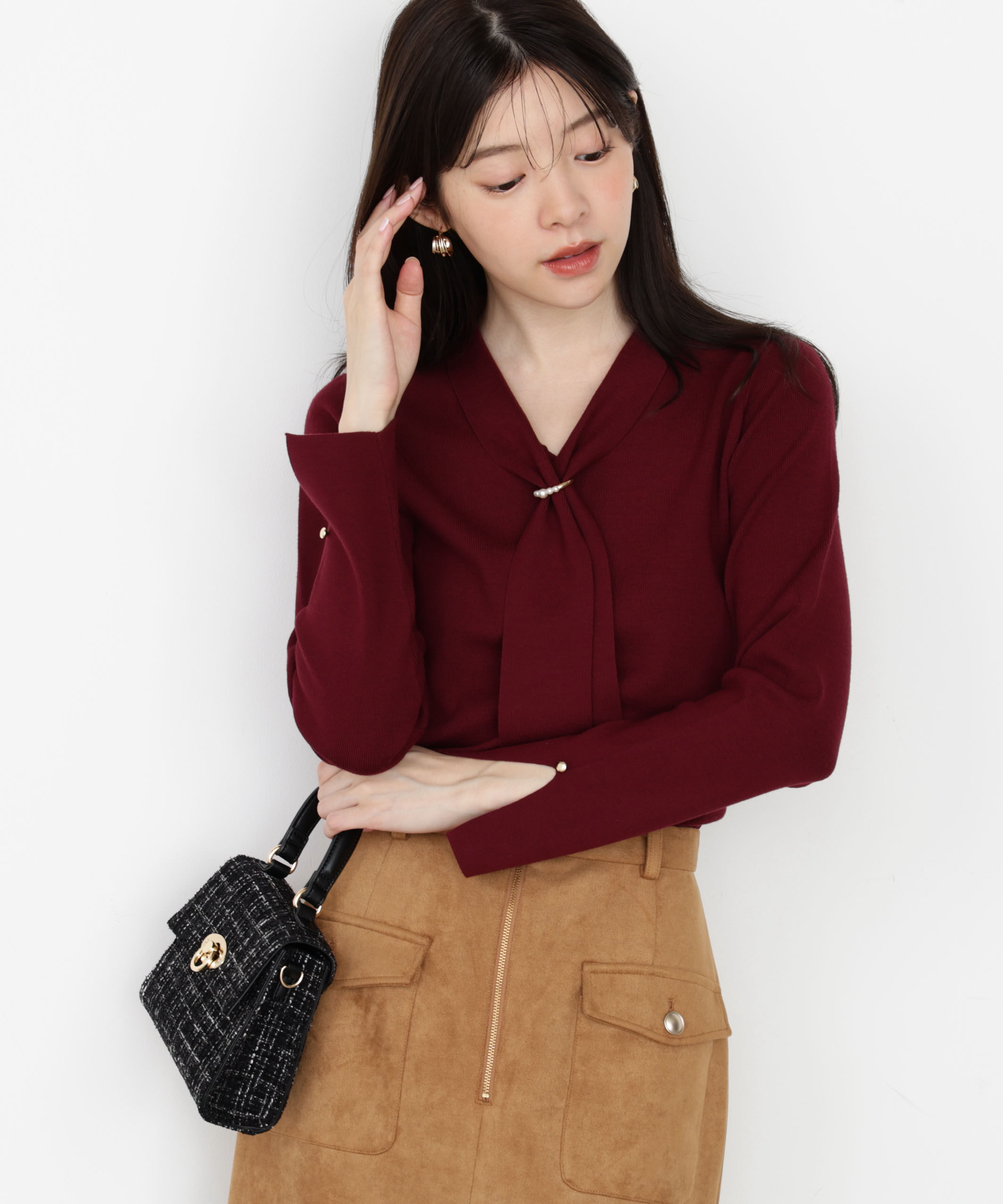 PROPORTION BODY DRESSING「パールリングボウタイニット 25AW」|ニット・セーター|