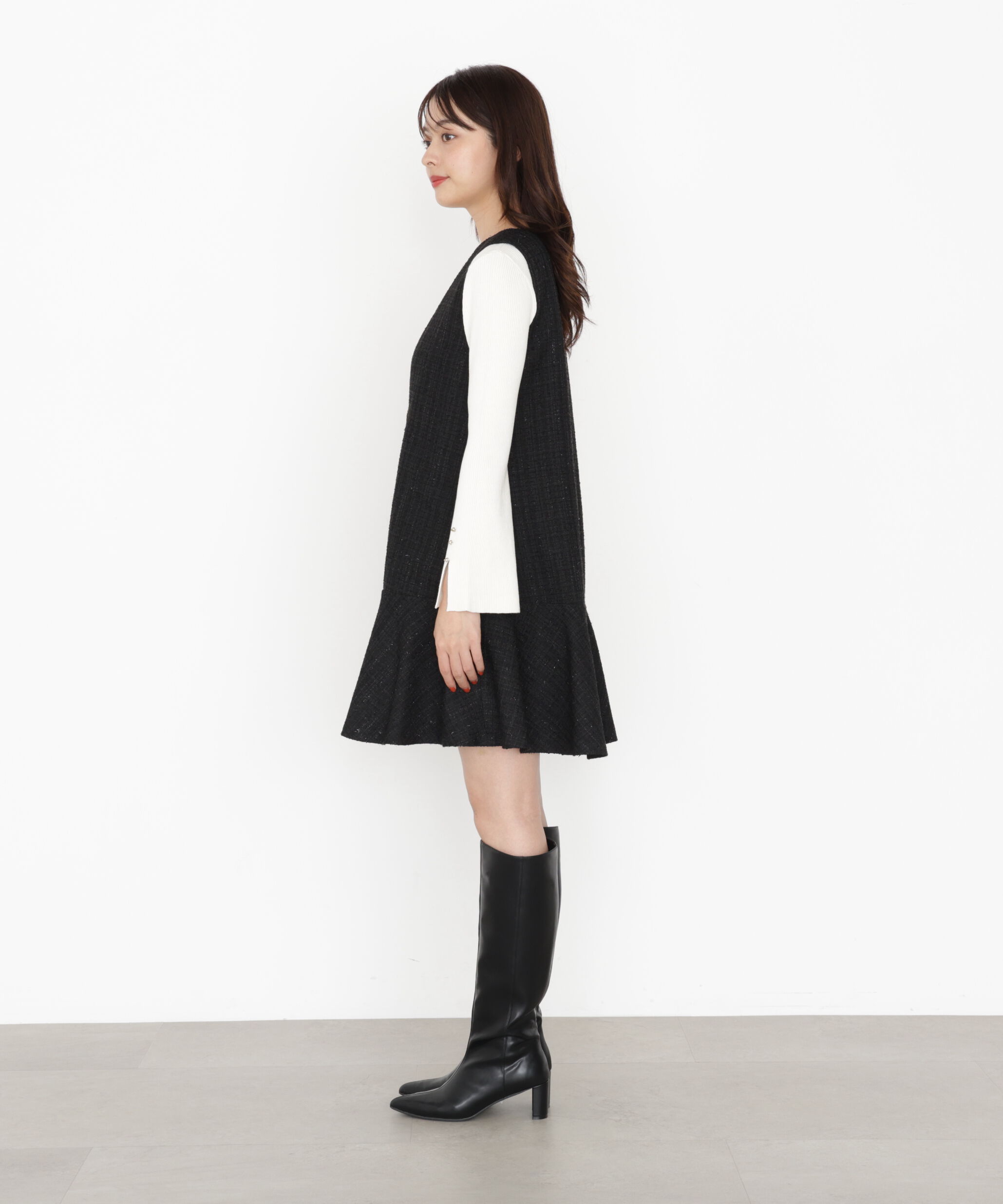 PROPORTION BODY DRESSING「ラメ釦ツイードミニジャンスカ 25AW」|ワンピース|