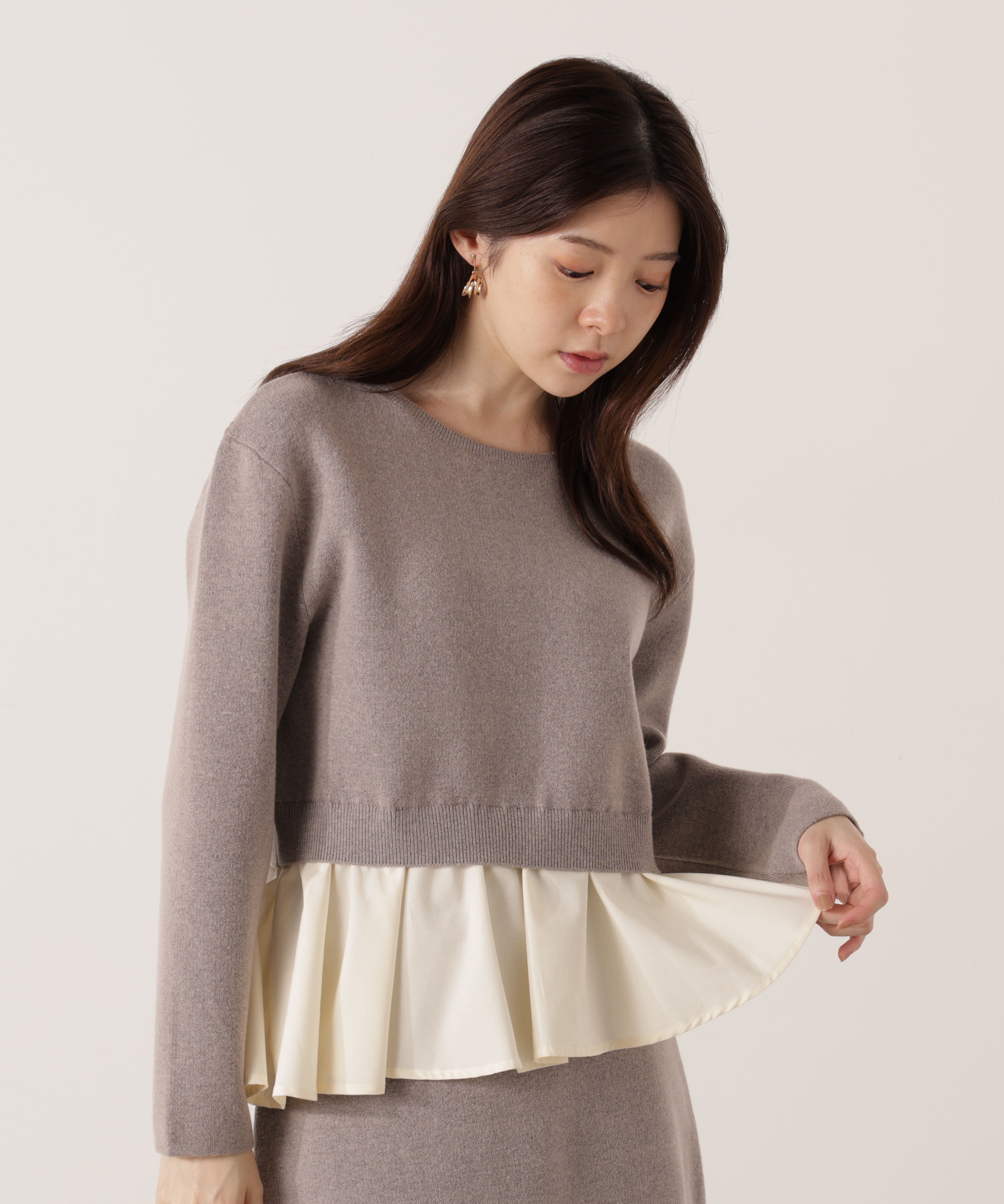 PROPORTION BODY DRESSING「＜ウォッシャブル＞ランダムヘムペプラムニットSETUP 25AW」|ワンピース|