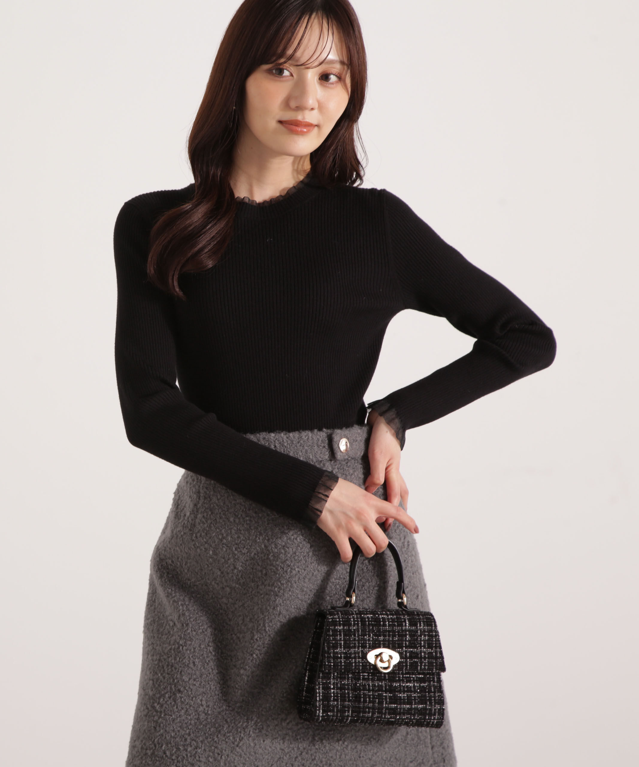 PROPORTION BODY DRESSING「部分シアーリブニット 25AW 」|ニット・セーター|