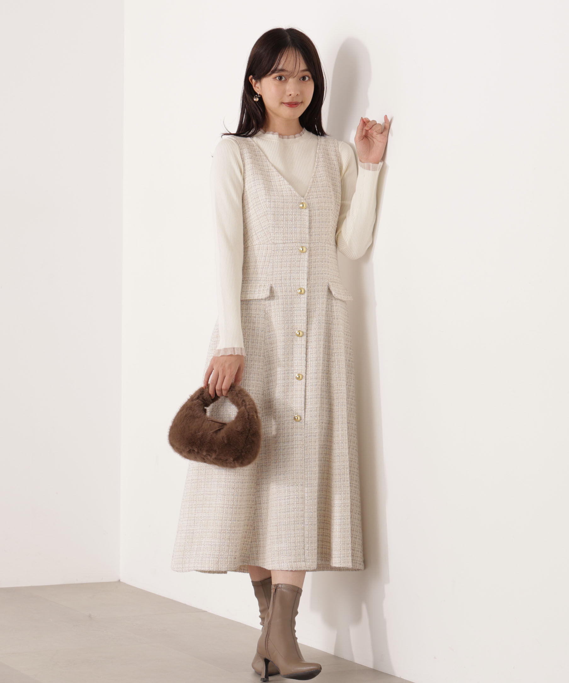 PROPORTION BODY DRESSING「部分シアーリブニット 25AW 」|ニット・セーター|