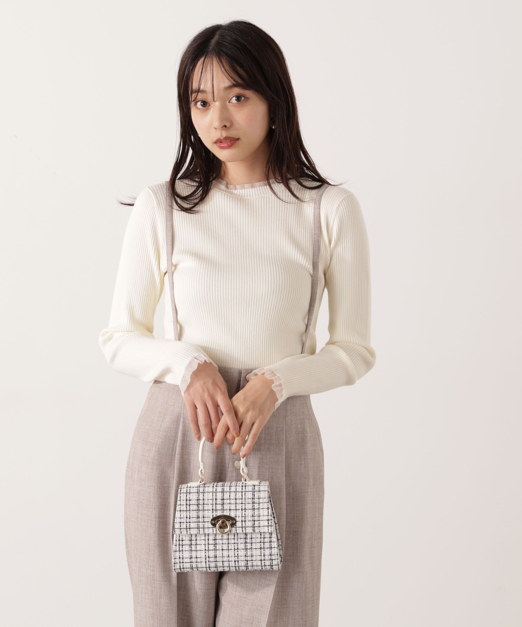 PROPORTION BODY DRESSING「部分シアーリブニット 25AW 」|ニット・セーター|