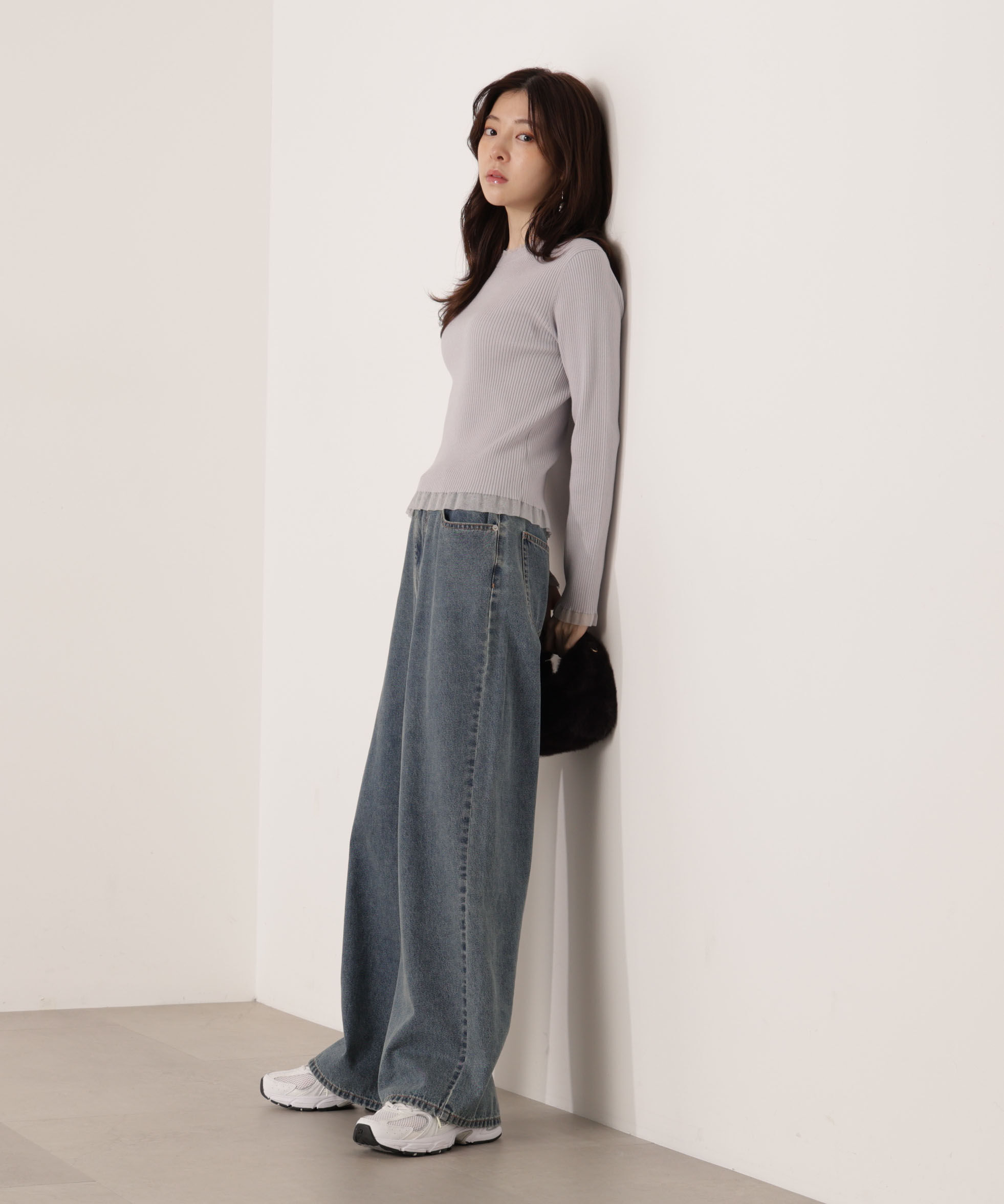 PROPORTION BODY DRESSING「部分シアーリブニット 25AW 」|ニット・セーター|
