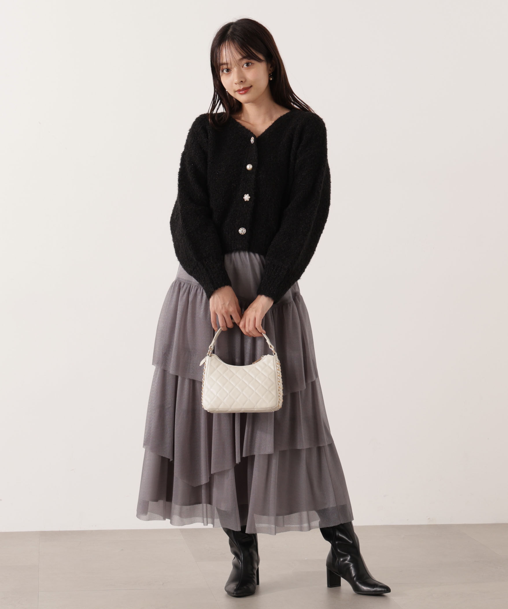 PROPORTION BODY DRESSING「《EDIT COLOGNE》ファンシーヤーンビジューカディガン 25AW」|カーディガン|