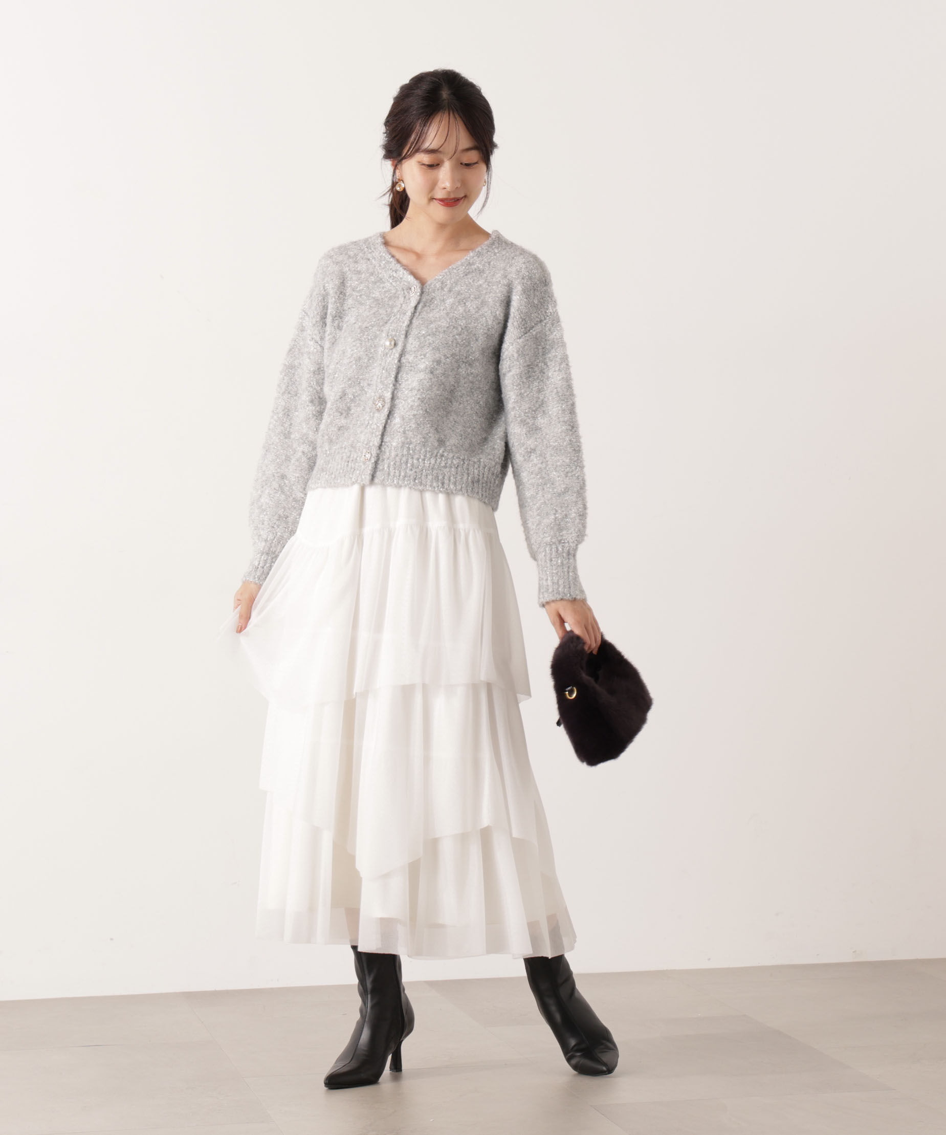 PROPORTION BODY DRESSING「《EDIT COLOGNE》ファンシーヤーンビジューカディガン 25AW」|カーディガン|