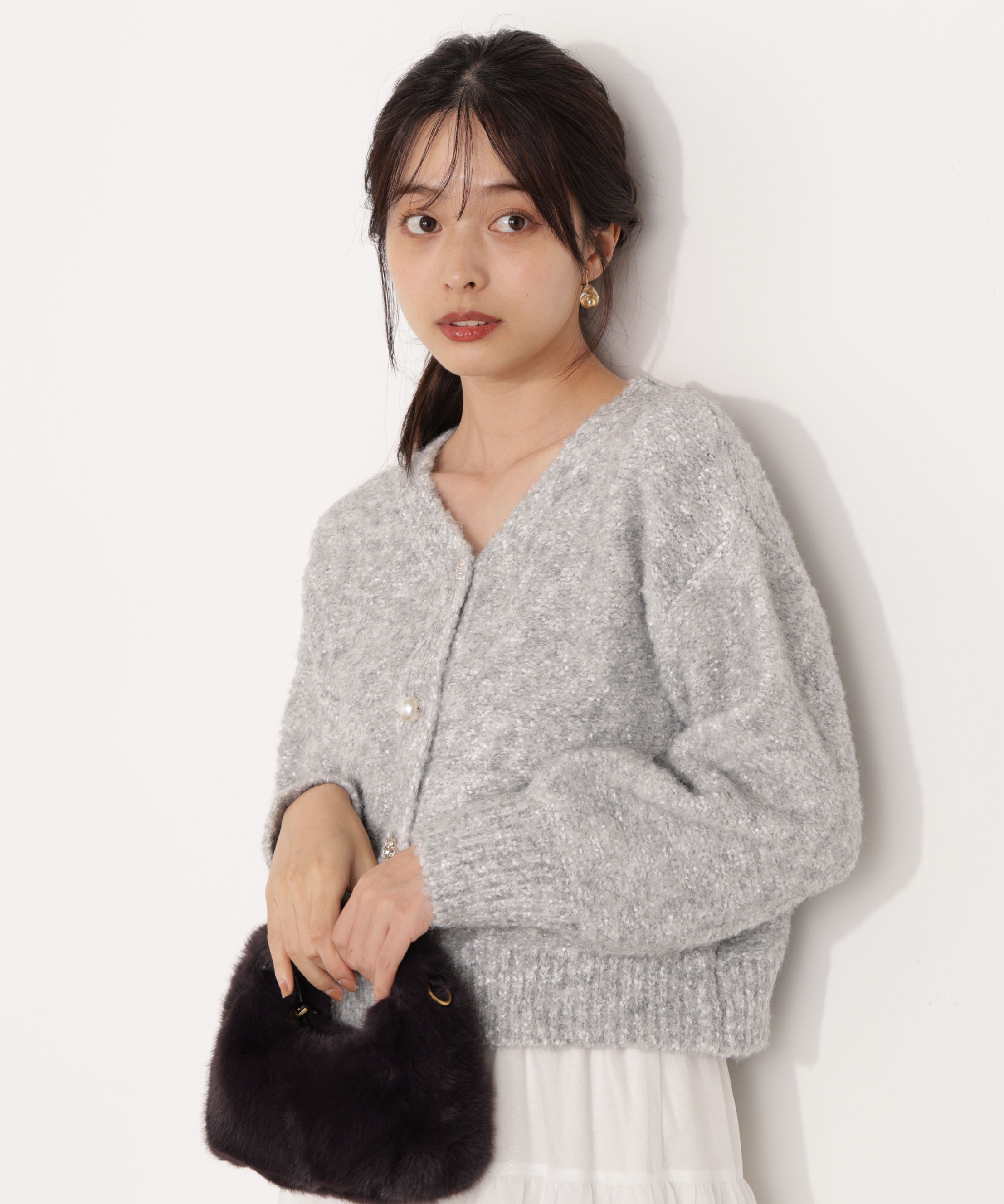 PROPORTION BODY DRESSING「《EDIT COLOGNE》ファンシーヤーンビジューカディガン 25AW」|カーディガン|