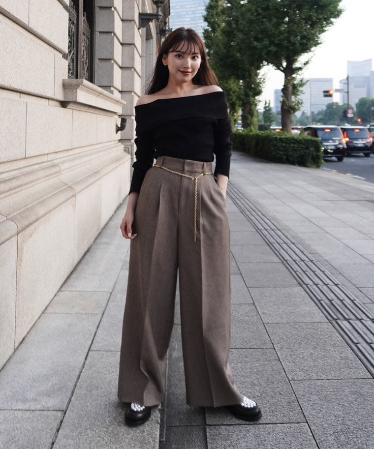 PROPORTION BODY DRESSING「＜谷川菜奈さん着用＞オフショルリブニット 25AW」|ニット・セーター|