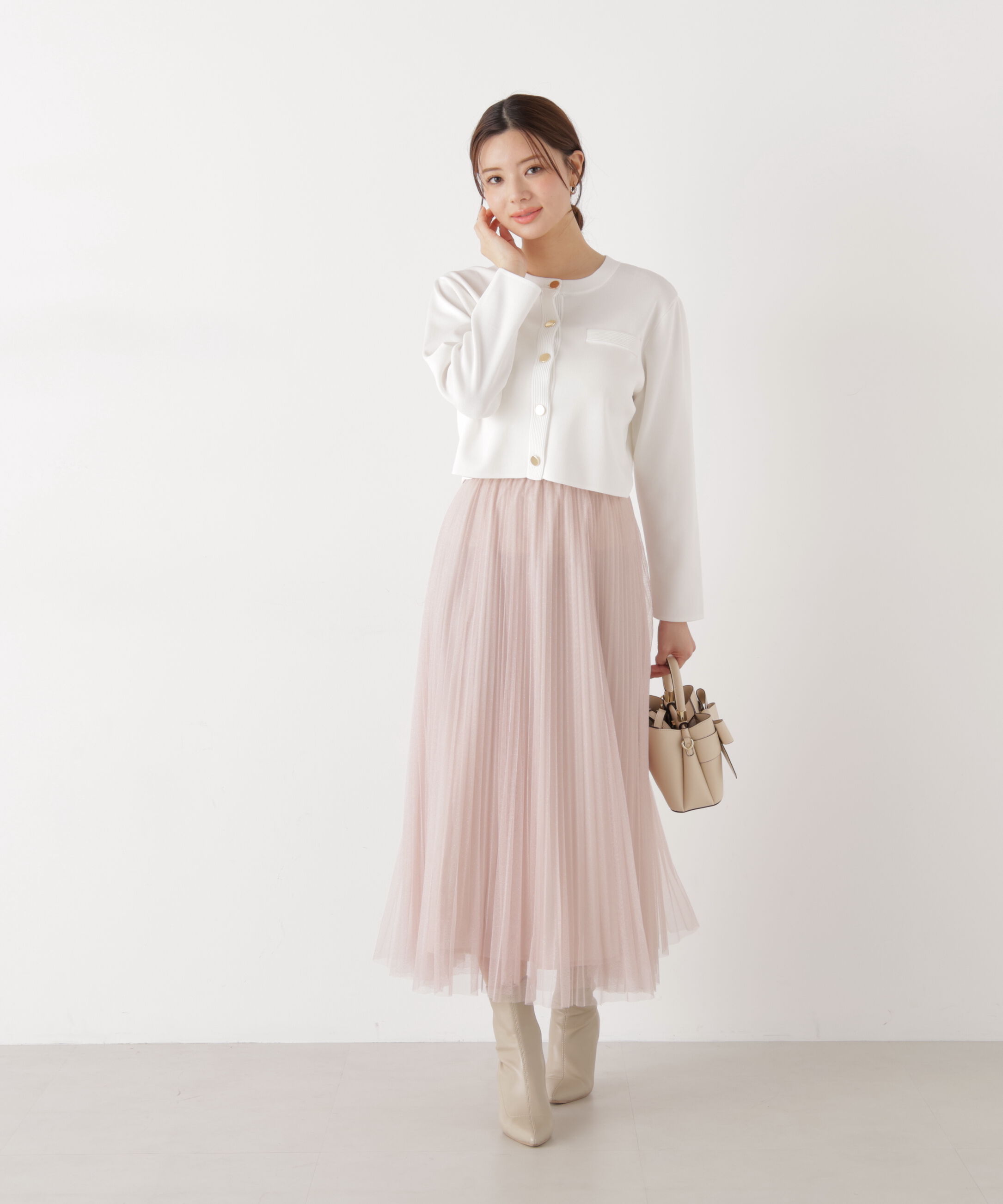 PROPORTION BODY DRESSING「《EDIT COLOGNE》ラメプリーツスカート」|スカート|ピンク