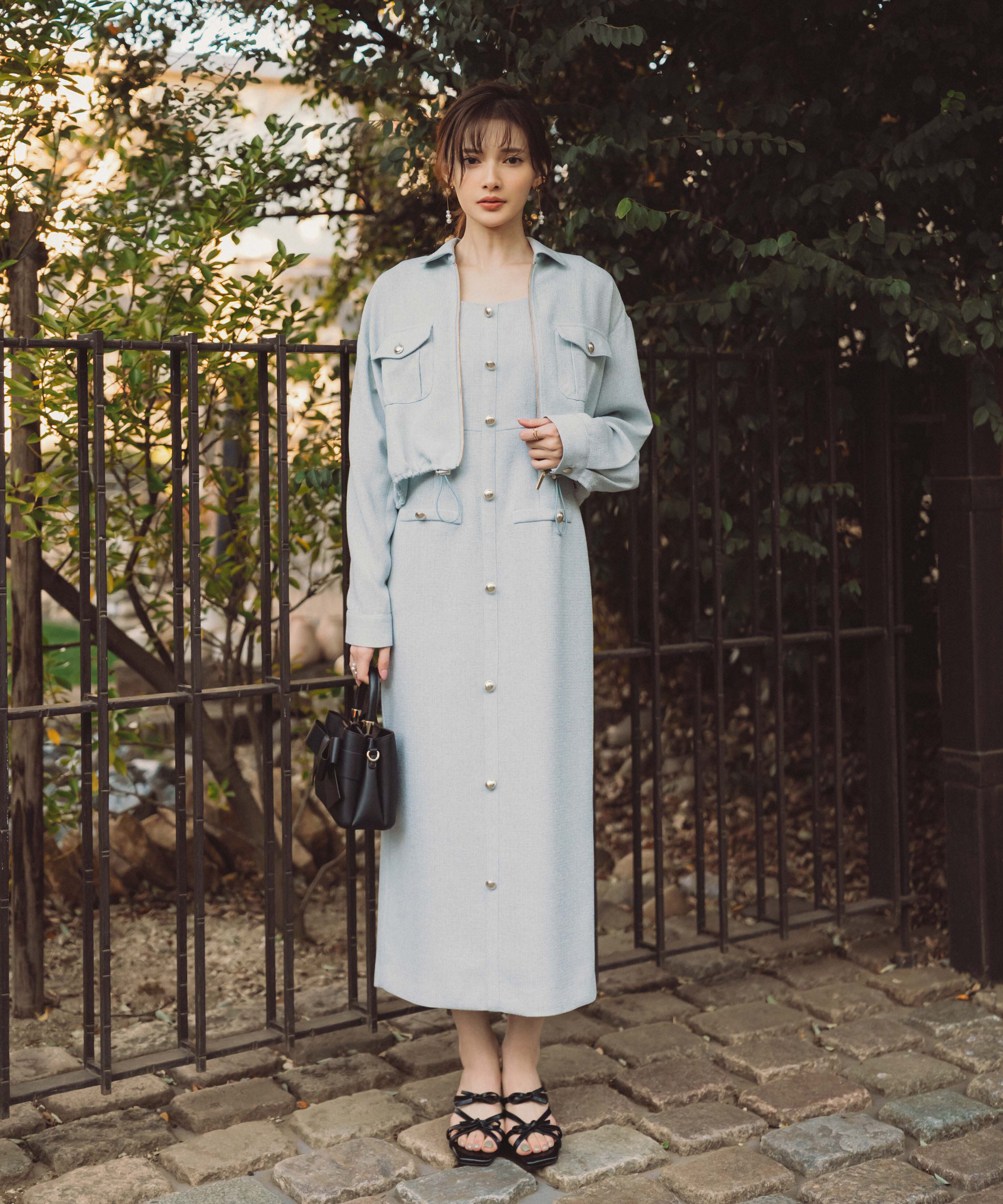 PROPORTION BODY DRESSING「スプリングツイードジャンスカ　26SS」|ワンピース|サックス