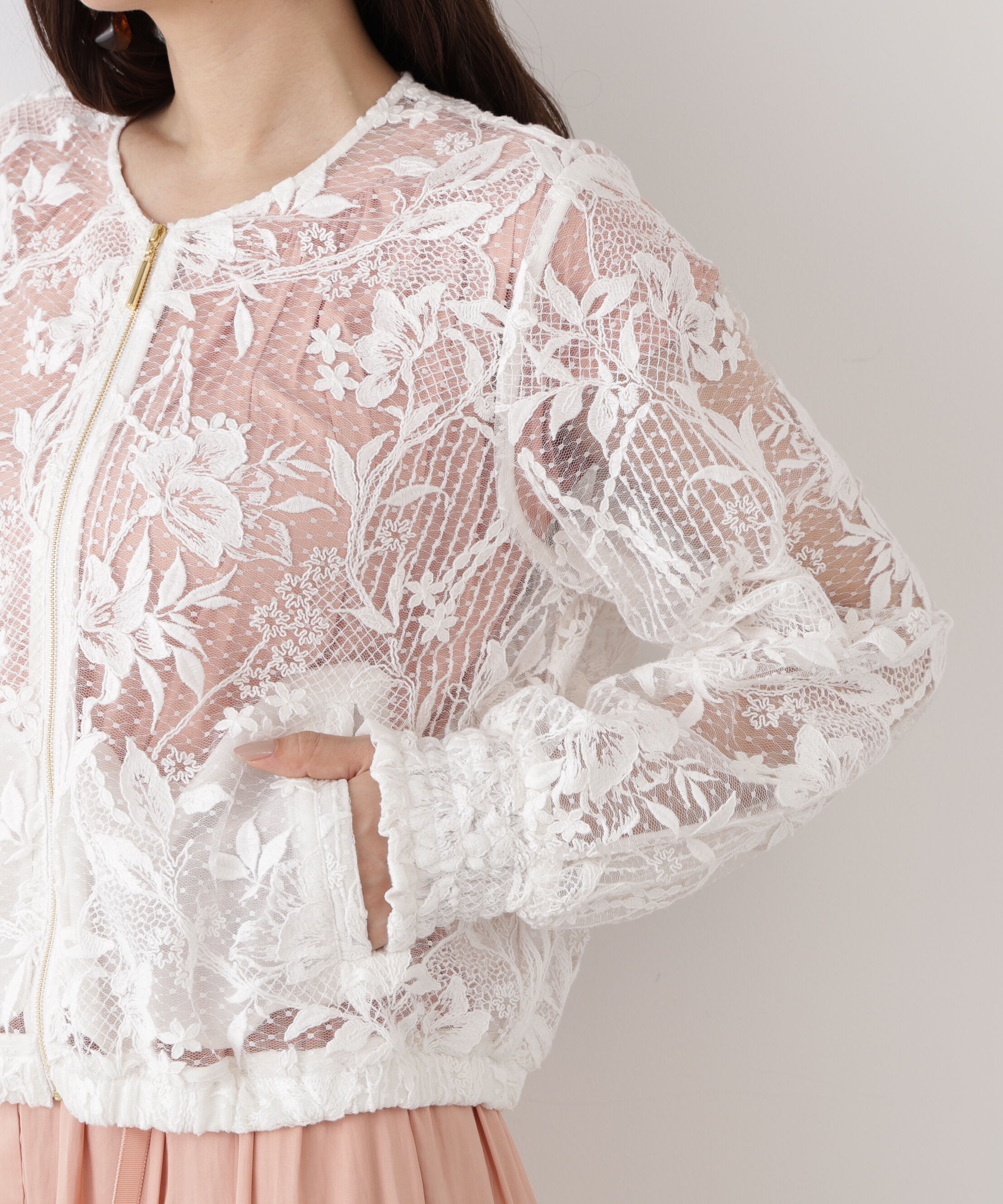  「◆フラワービジュレースブルゾン」|ブルゾン・スタジャン|