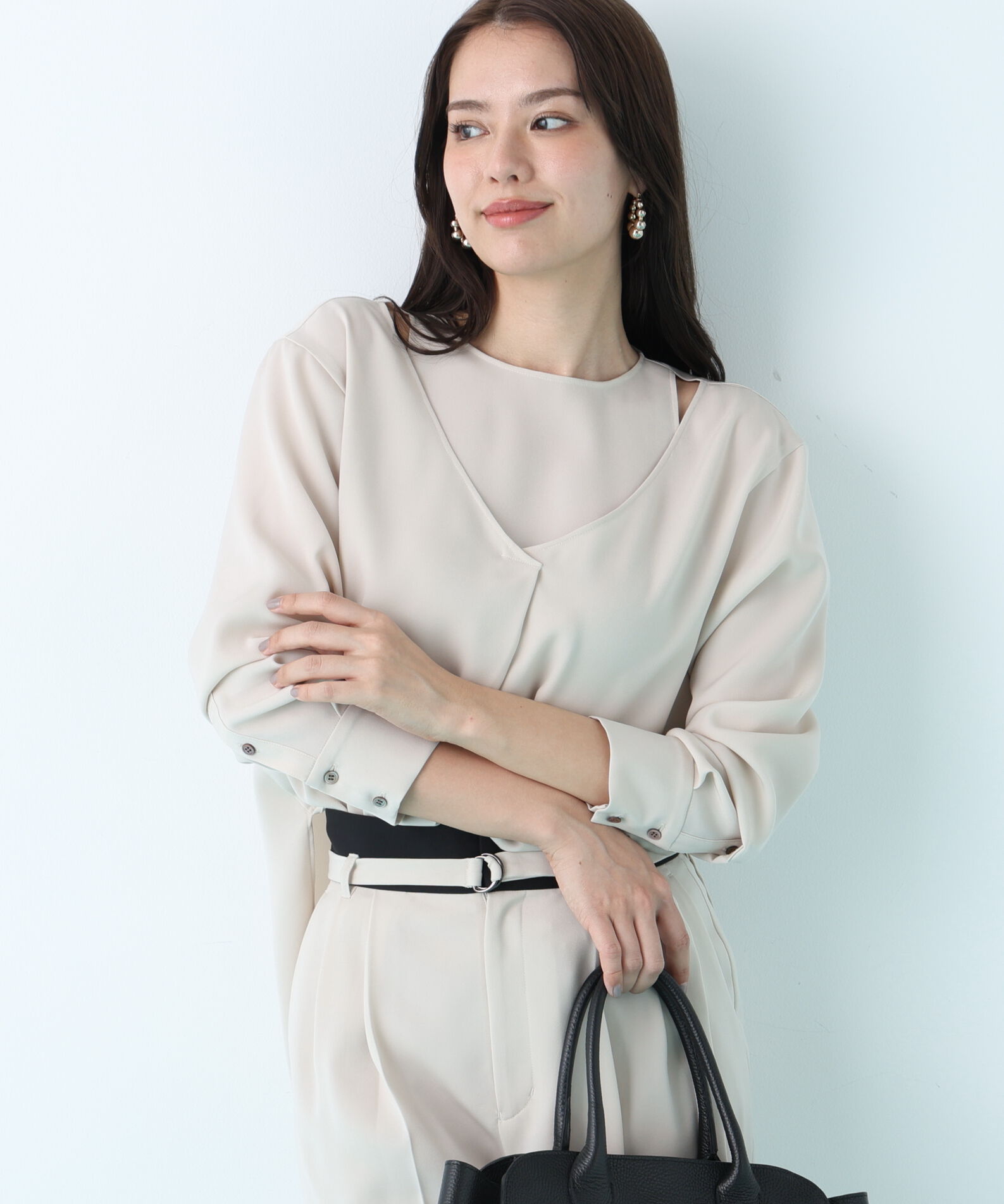  「ダブルサテンレイヤードブラウス」|シャツ・ブラウス|