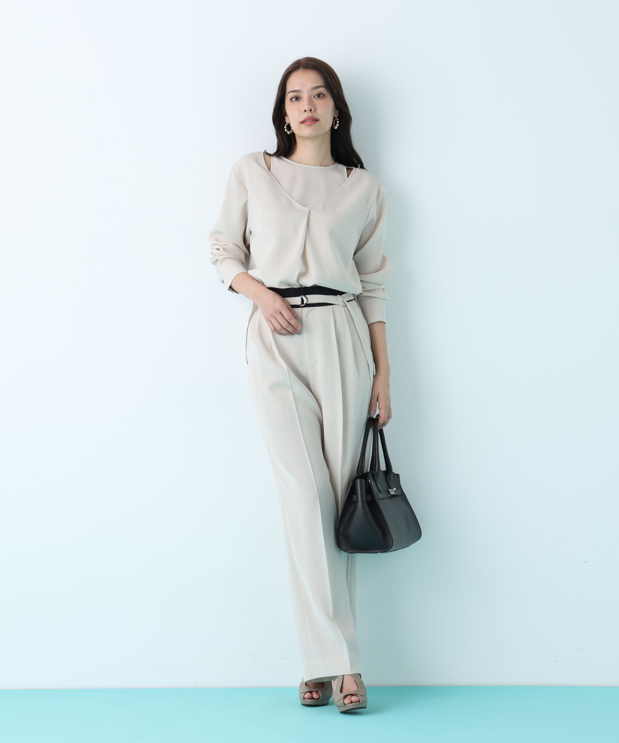  「ダブルサテンレイヤードブラウス」|シャツ・ブラウス|