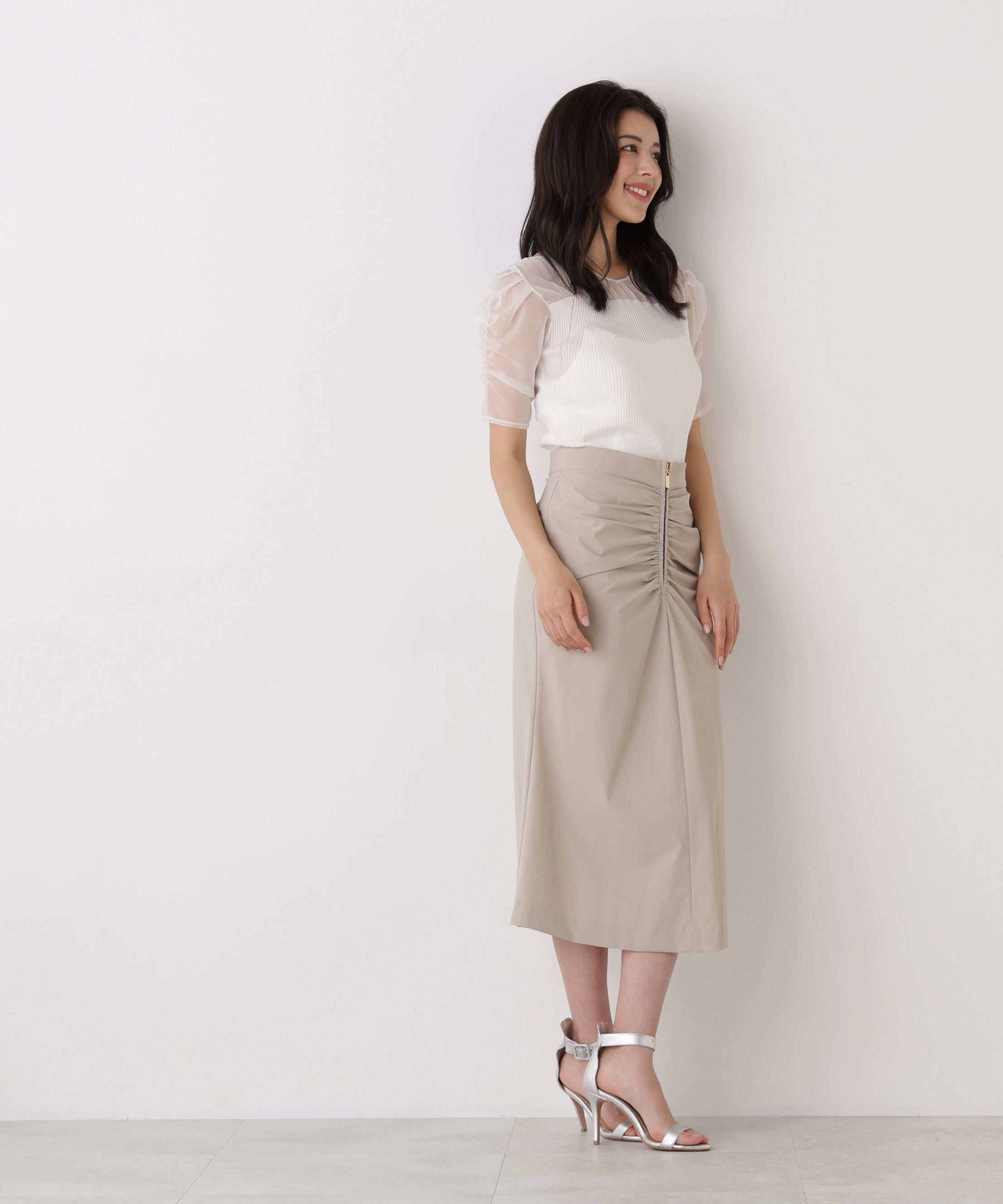  「ラメニットシアーコンビプルオーバー」|ニット・セーター|