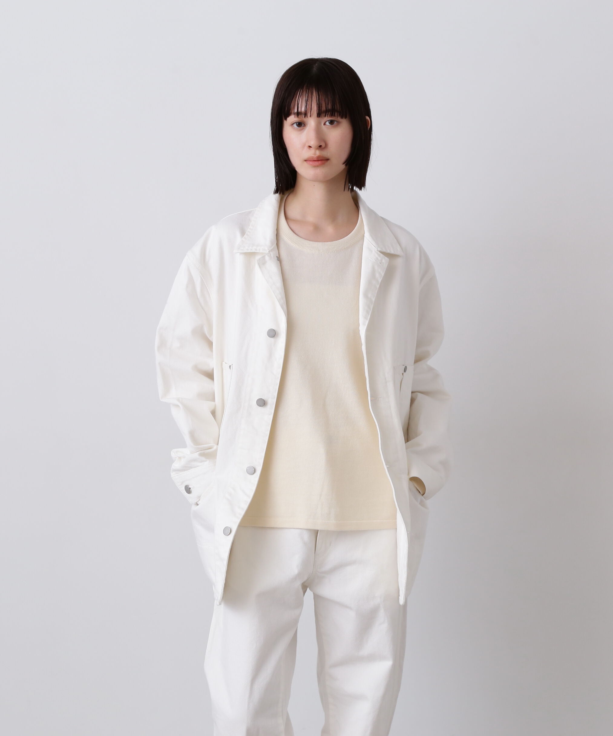 YLEVE 「Ｙ / 13oz ORGANIC COTTON DENIM COVERALL JACKET」|ブルゾン・スタジャン|ホワイト