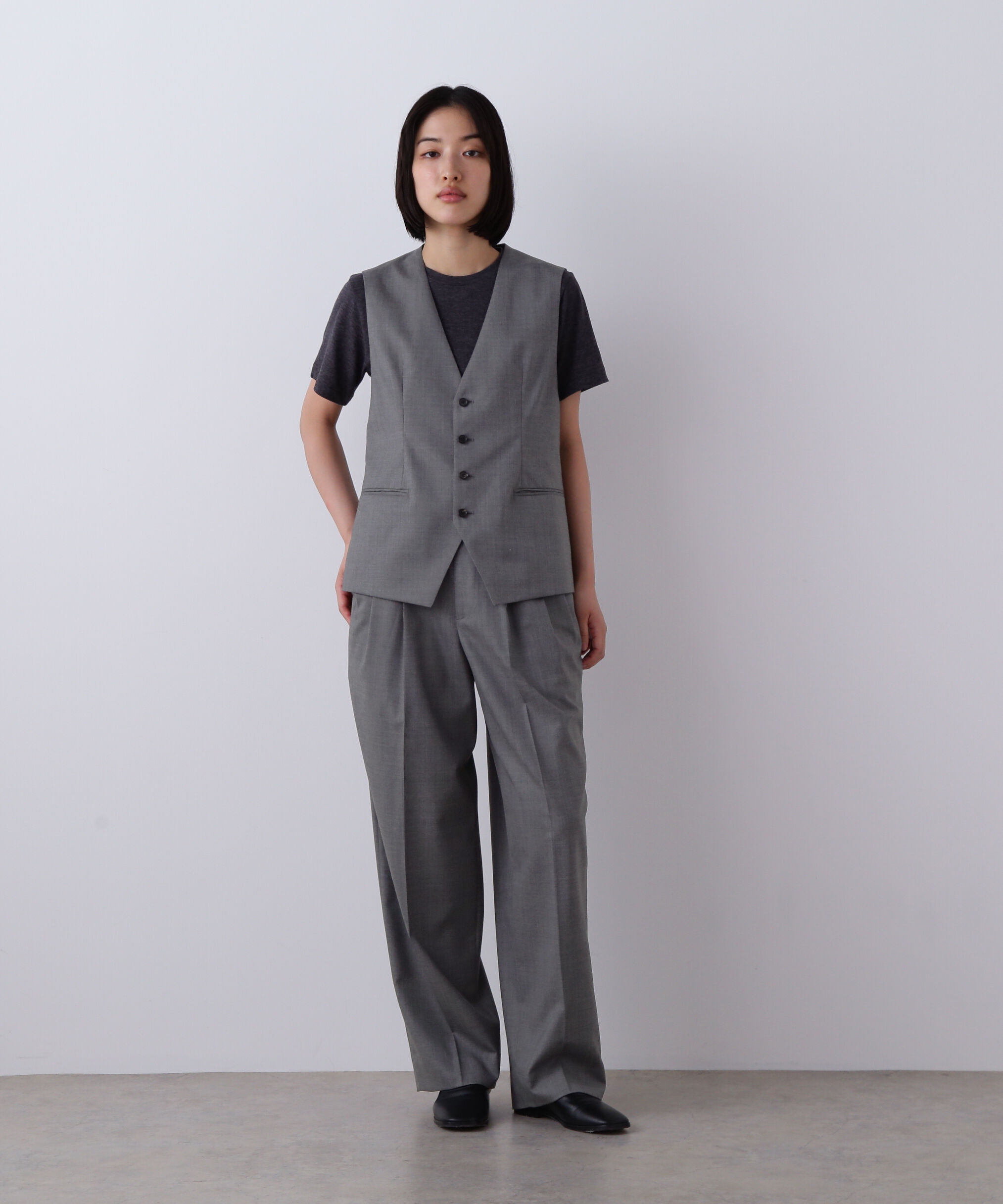 YLEVE 「YLEVE / SUPER120'S CHAMBRAY WOOL VEST」|ブルゾン・スタジャン|