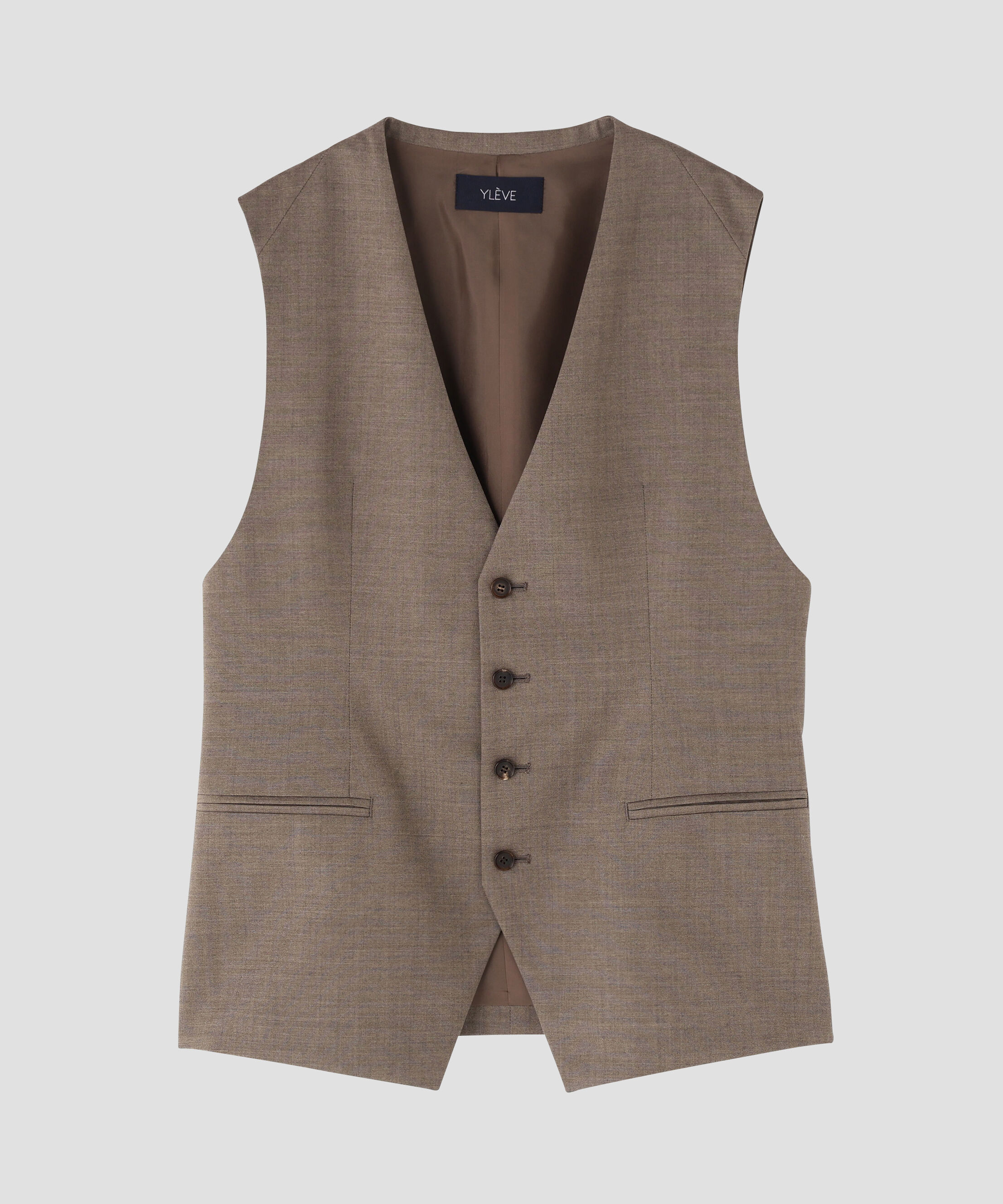 YLEVE 「YLEVE / SUPER120'S CHAMBRAY WOOL VEST」|ブルゾン・スタジャン|ブラウン