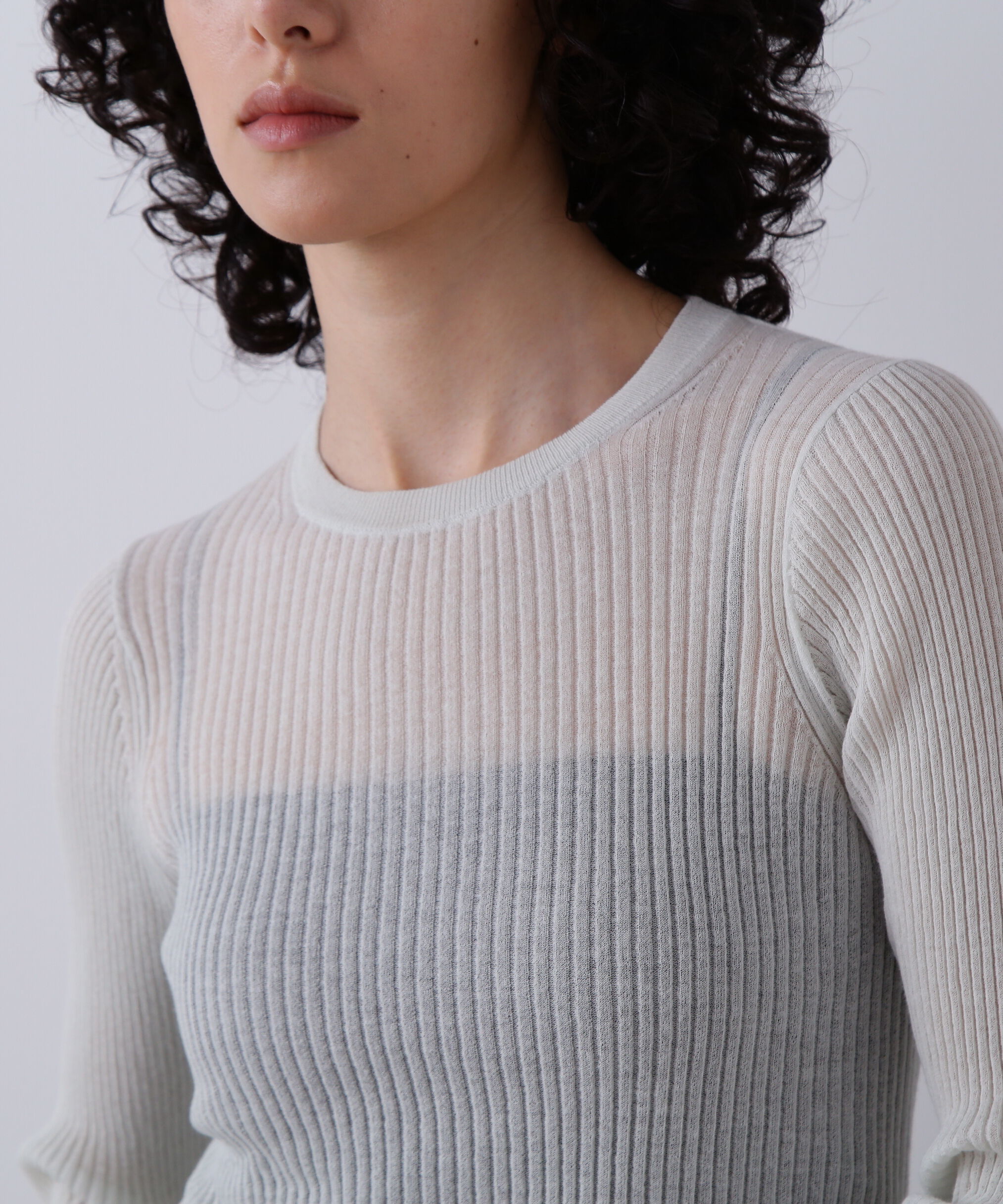 YLEVE 「YLEVE / SHEER RIB KNIT LONG SLEEVE PULLOVER」|ニット・セーター|