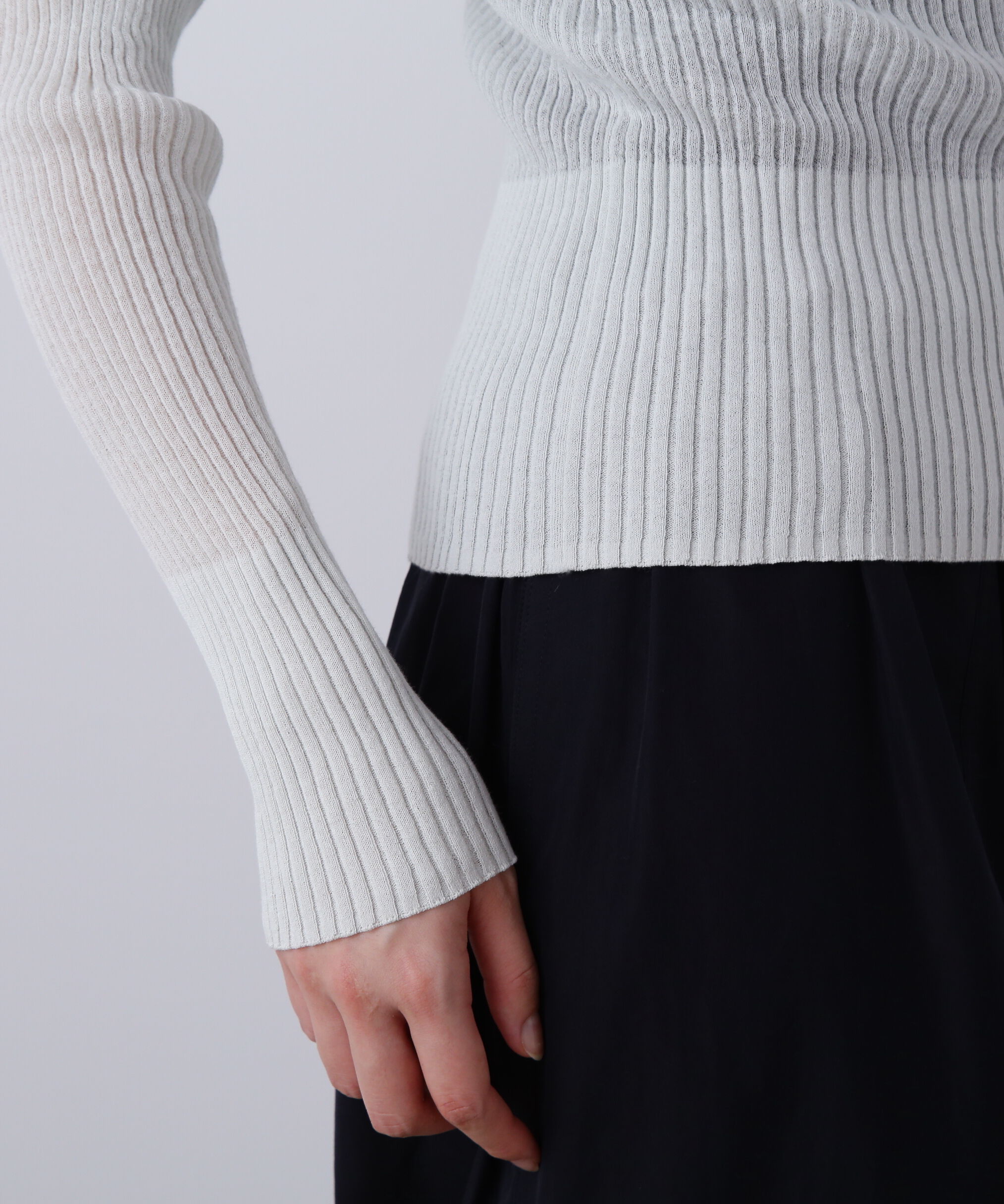 YLEVE 「YLEVE / SHEER RIB KNIT LONG SLEEVE PULLOVER」|ニット・セーター|