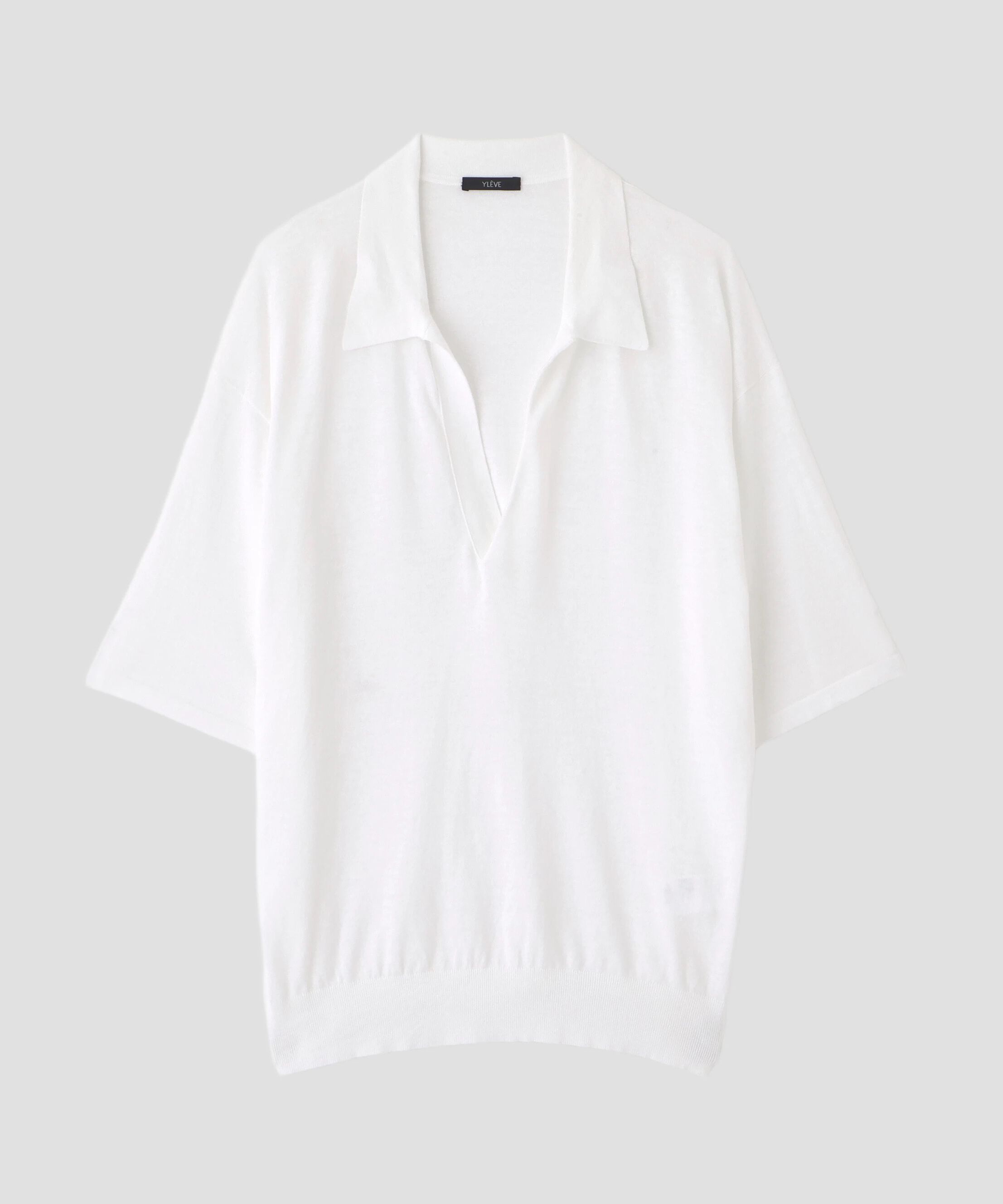 YLEVE 「YLEVE / COTTON LINEN KNIT SKIPPER POLO」|ニット・セーター|ホワイト