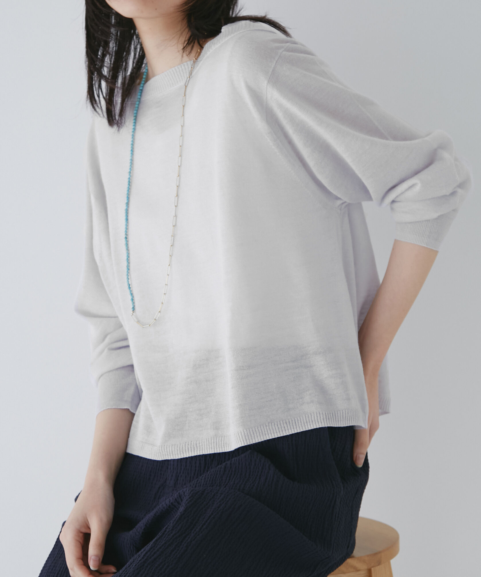  「◆ラミーハイゲージプルオーバー」|ニット・セーター|グレー