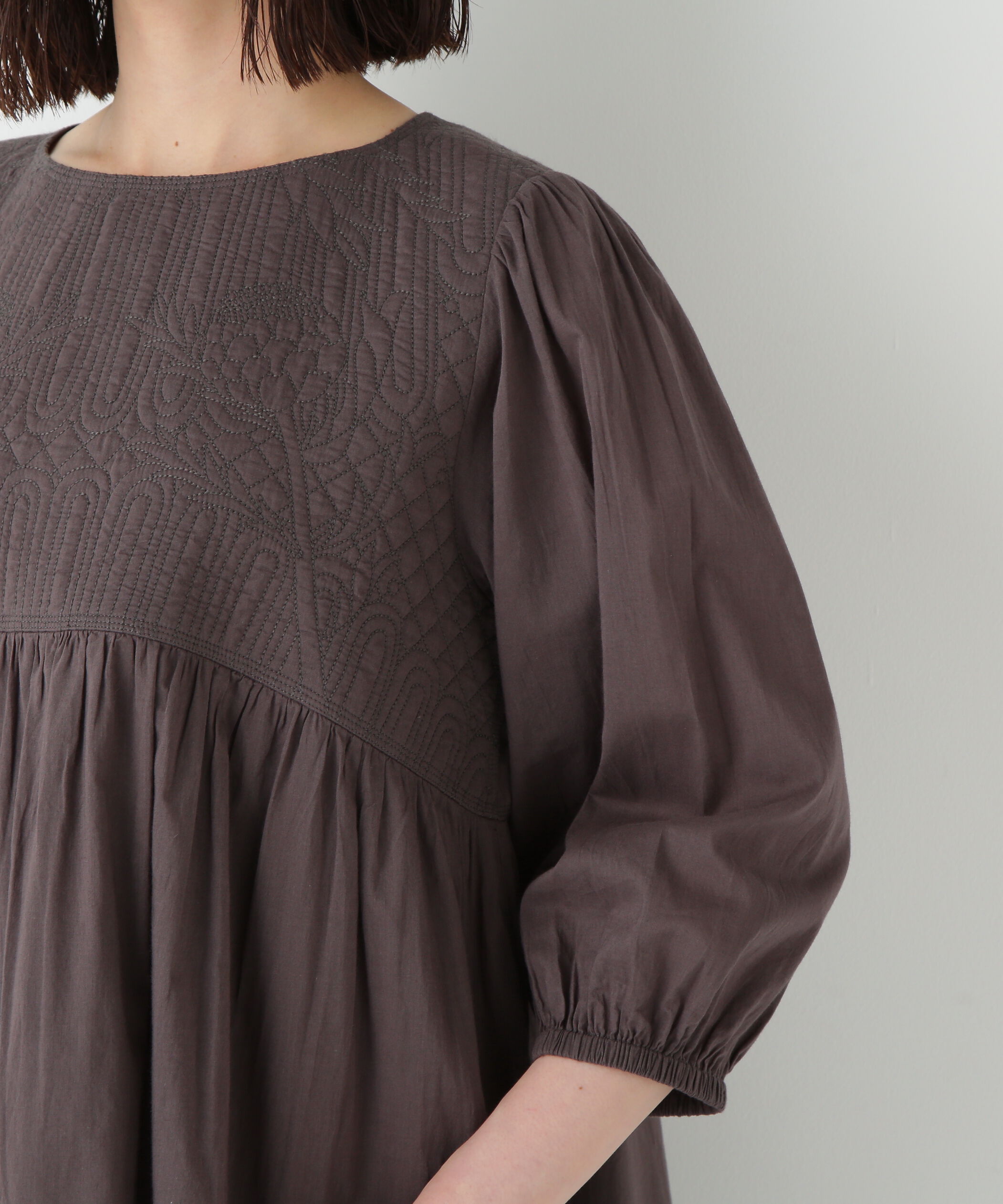  「◆インドコットンボイルキルティングドッキングワンピース」|ワンピース|