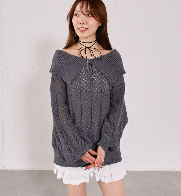 archives「ビックカラーオフショルミドルニットオーバー」|ニット・セーター|