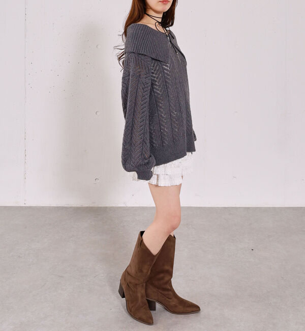 archives「ビックカラーオフショルミドルニットオーバー」|ニット・セーター|